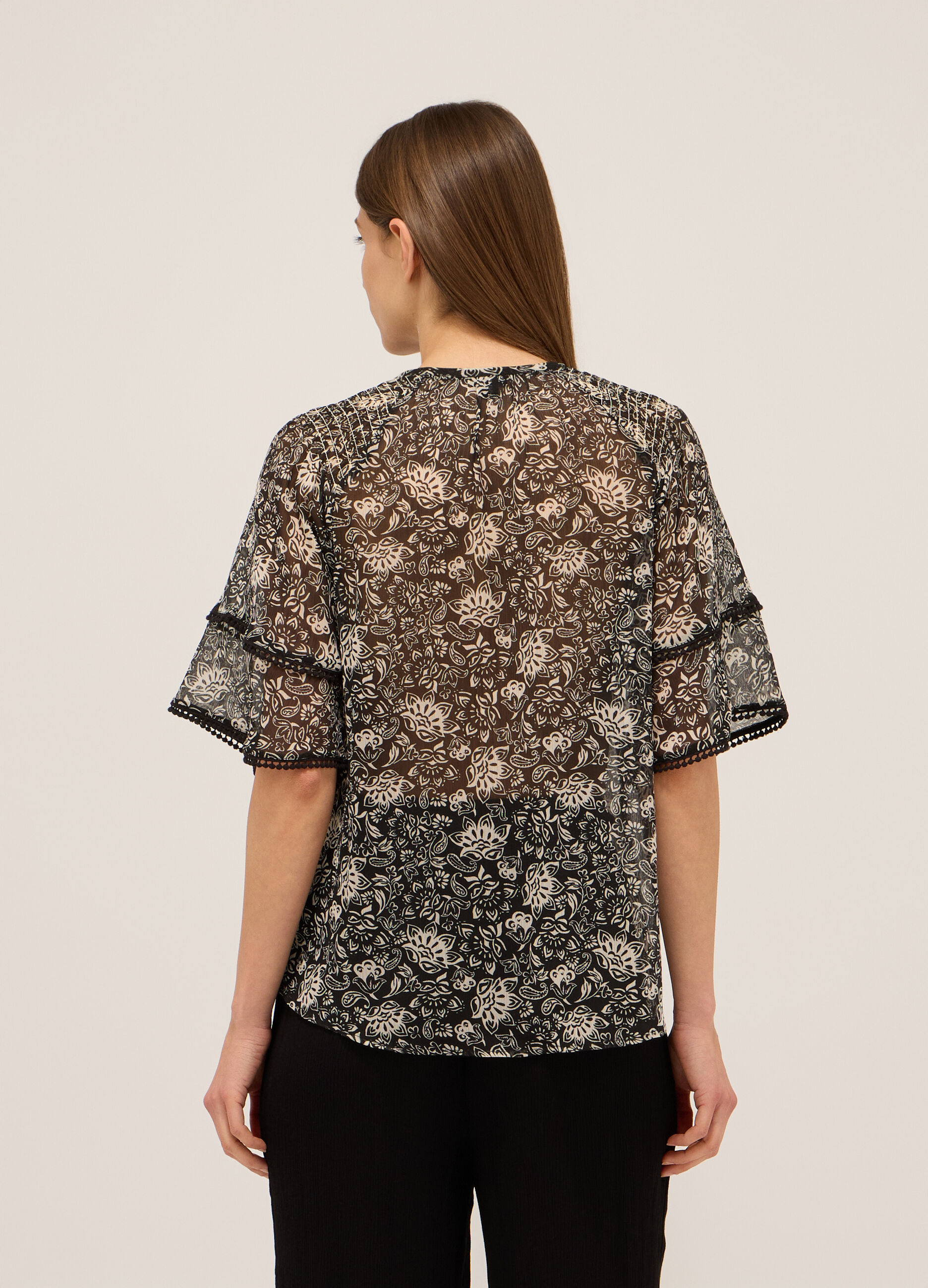 Blusa georgette con stampa donna_1
