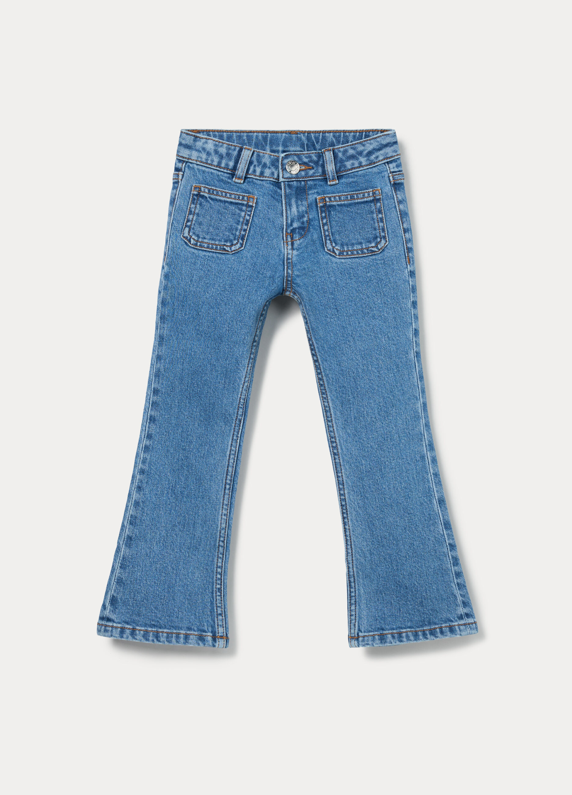 Jeggings in denim di cotone stretch bambina_0