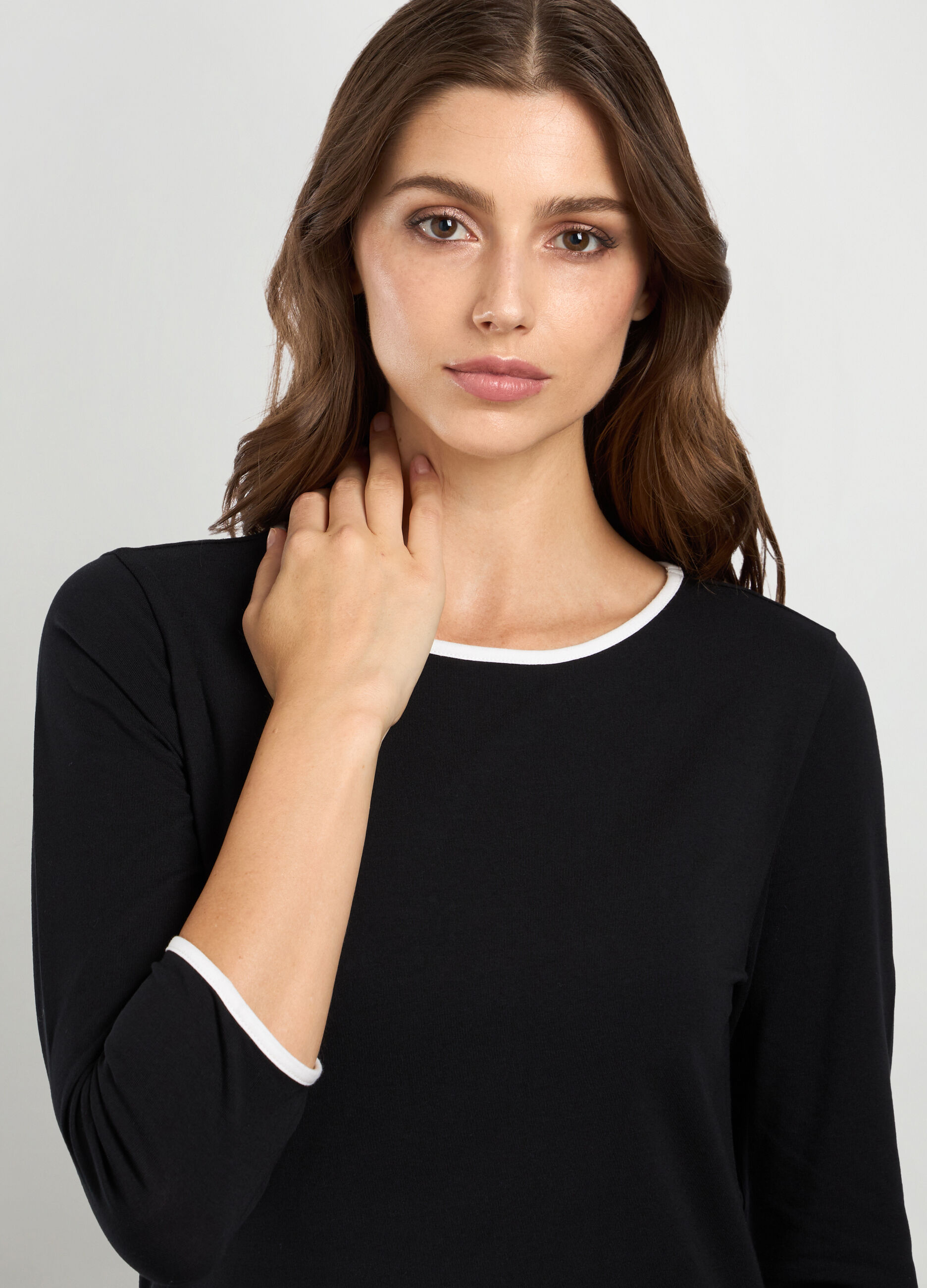 T-shirt in jersey di cotone stretch donna_2