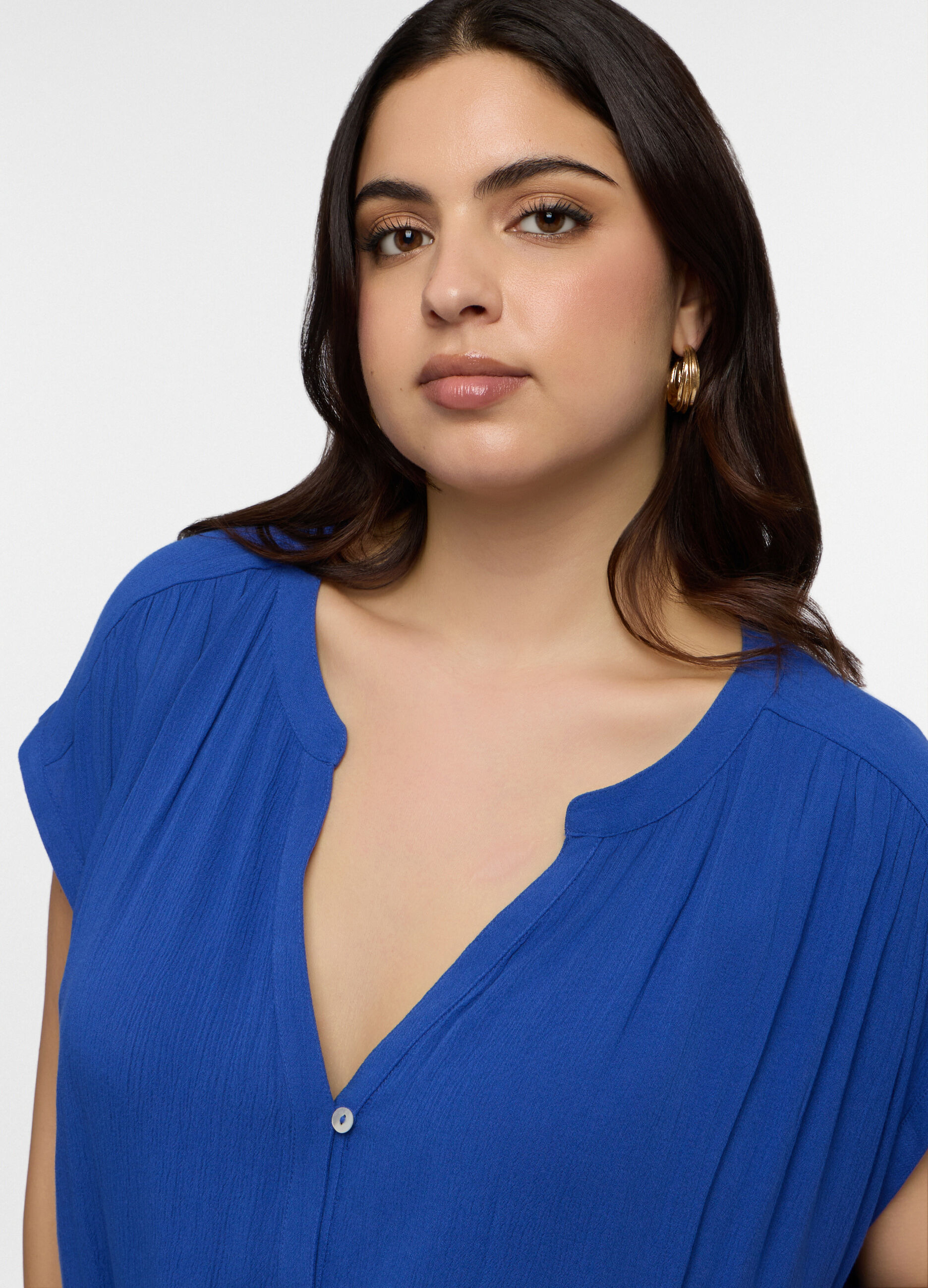 Blusa Fit Regular con scollo a V in pura viscosa donna curvy_2