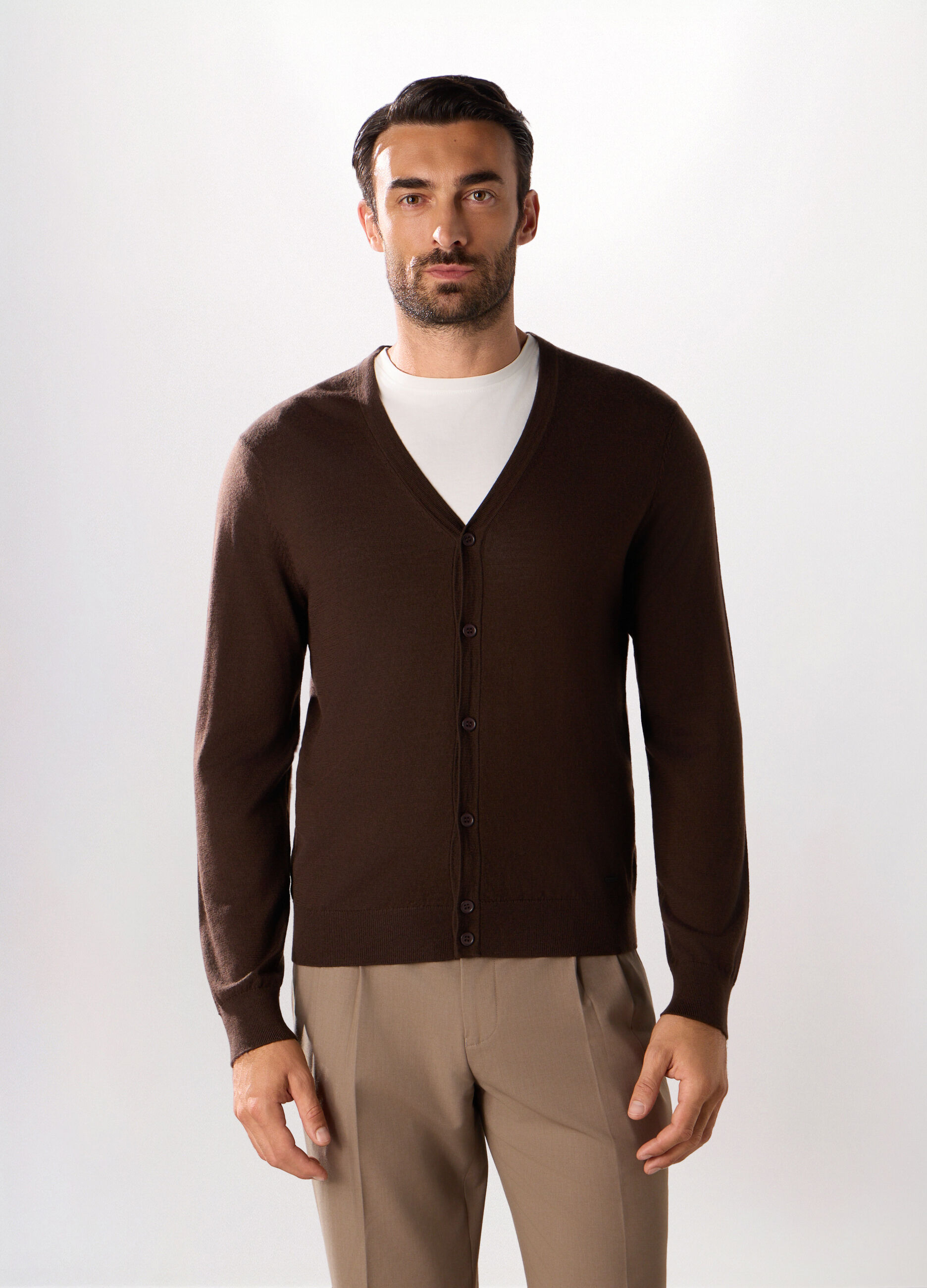 Cardigan in maglia di lana merino uomo_0