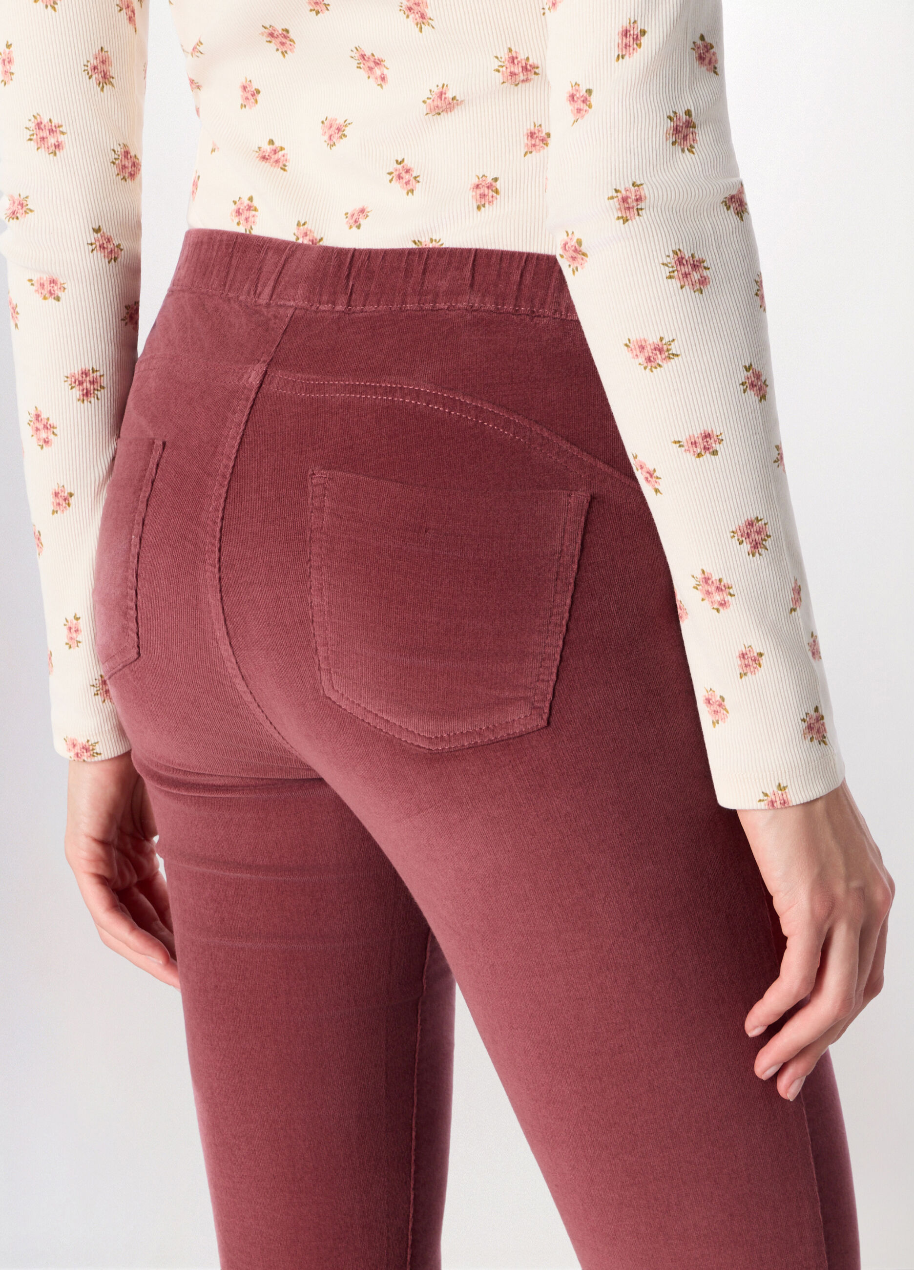 Treggings in velluto a coste di cotone stretch donna_2