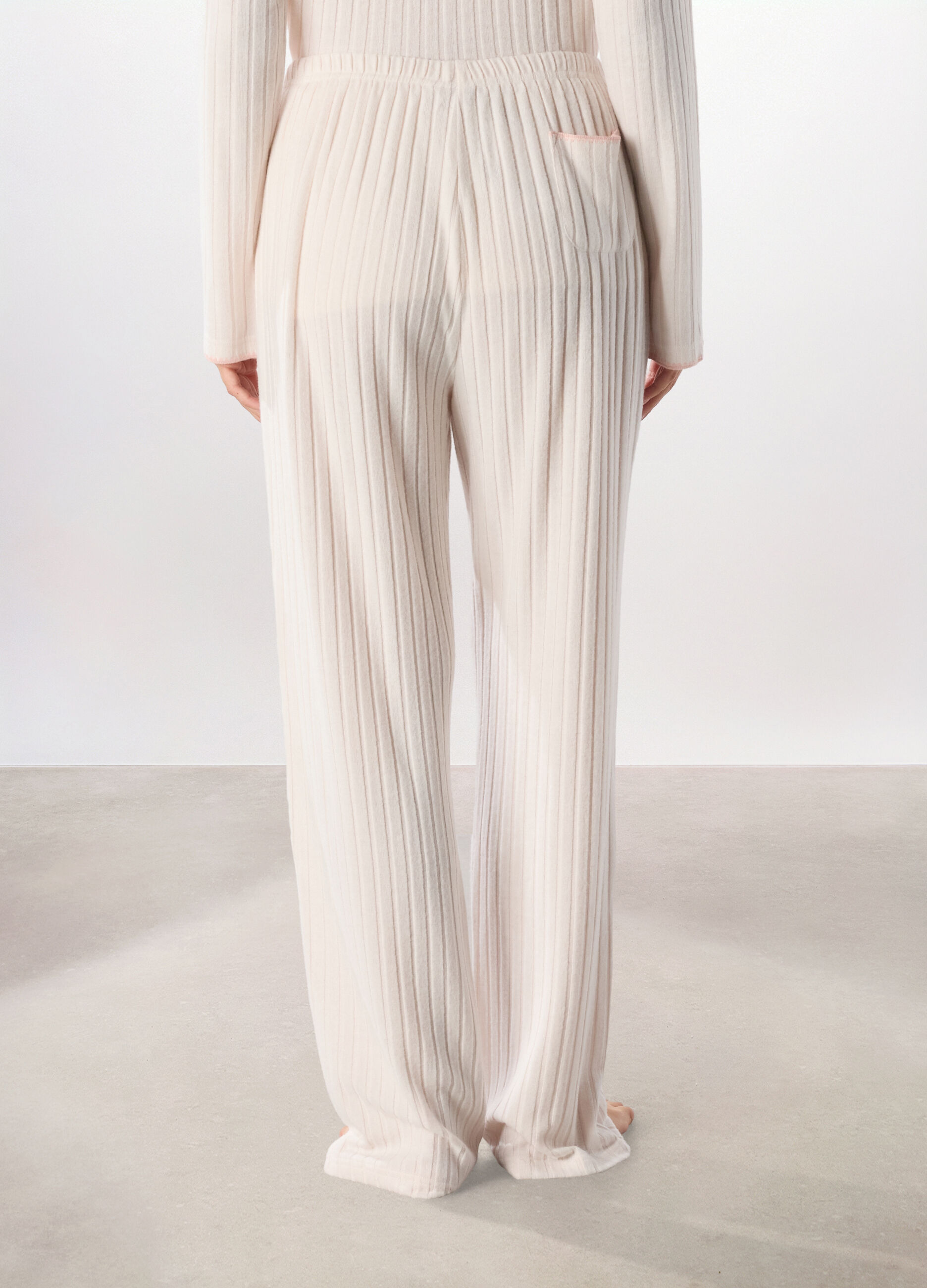 Pantalone pigiama lungo a coste donna_2