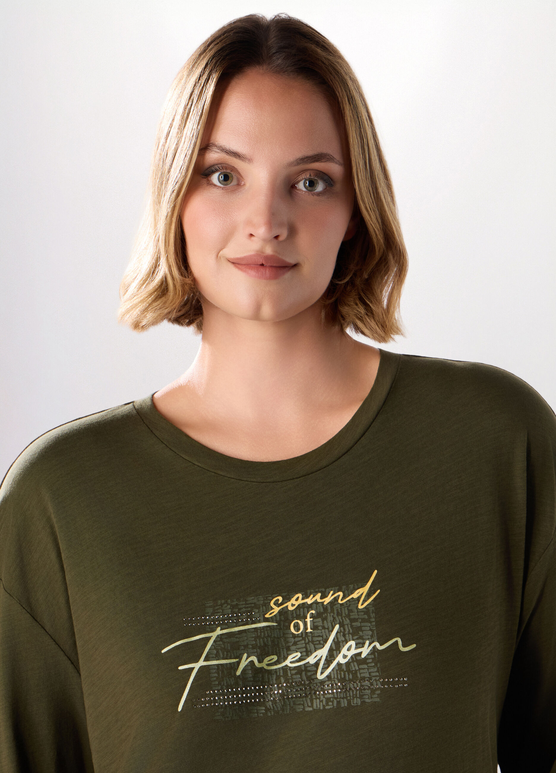 T-shirt in jersey di puro cotone slub donna curvy_2