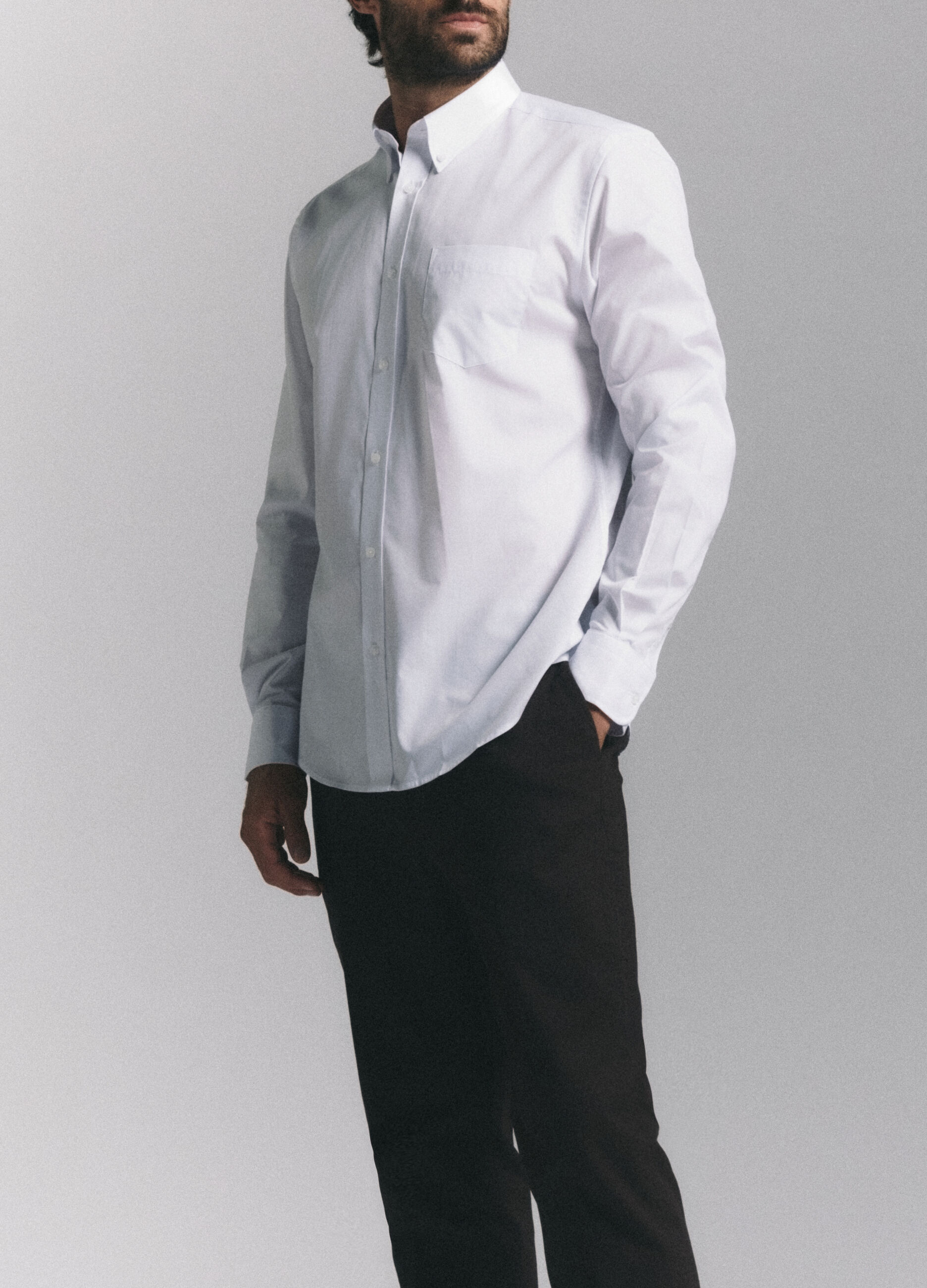 Camicia regular fit con colletto button down uomo