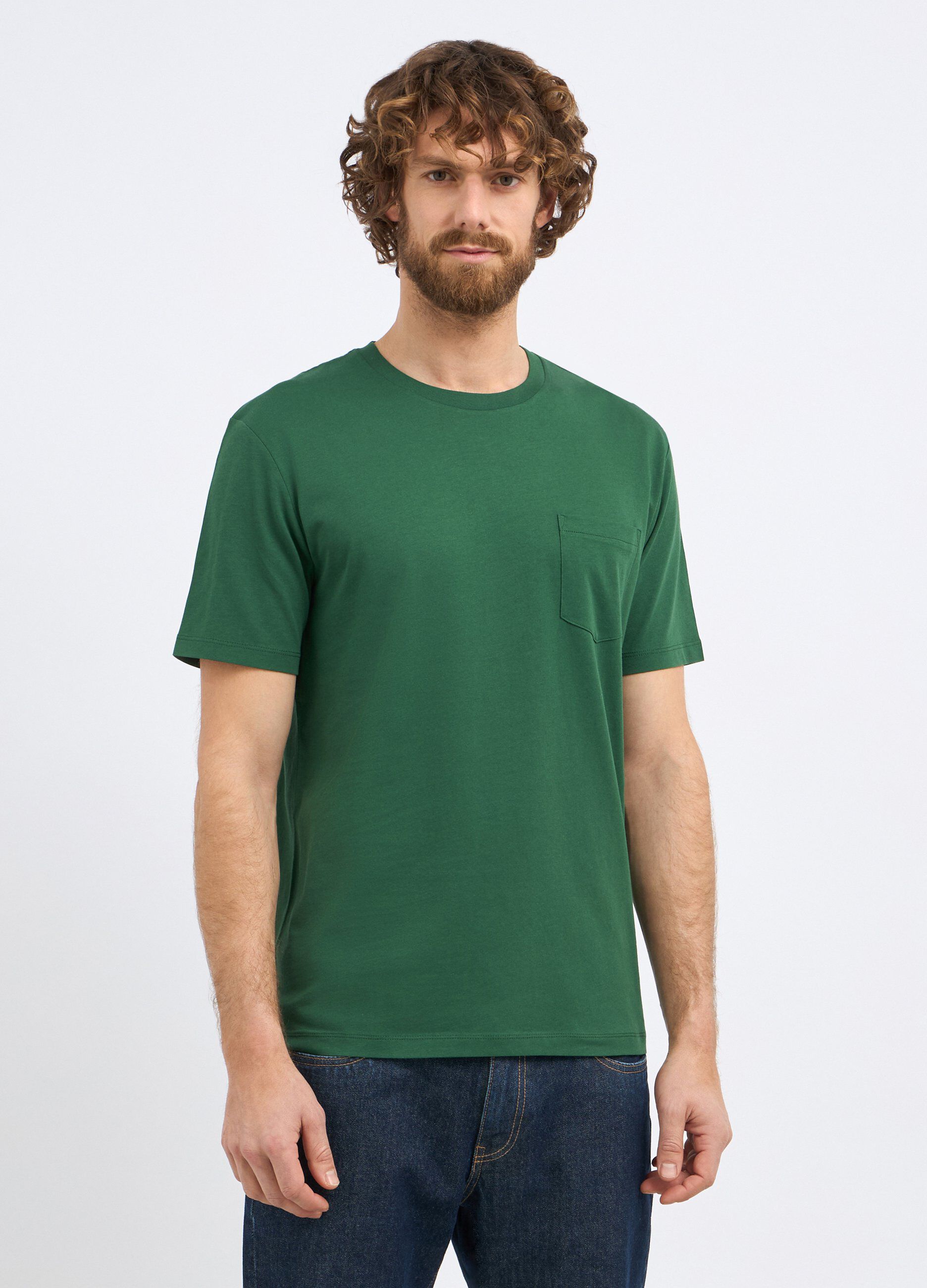 T-shirt in puro cotone con taschino uomo_0