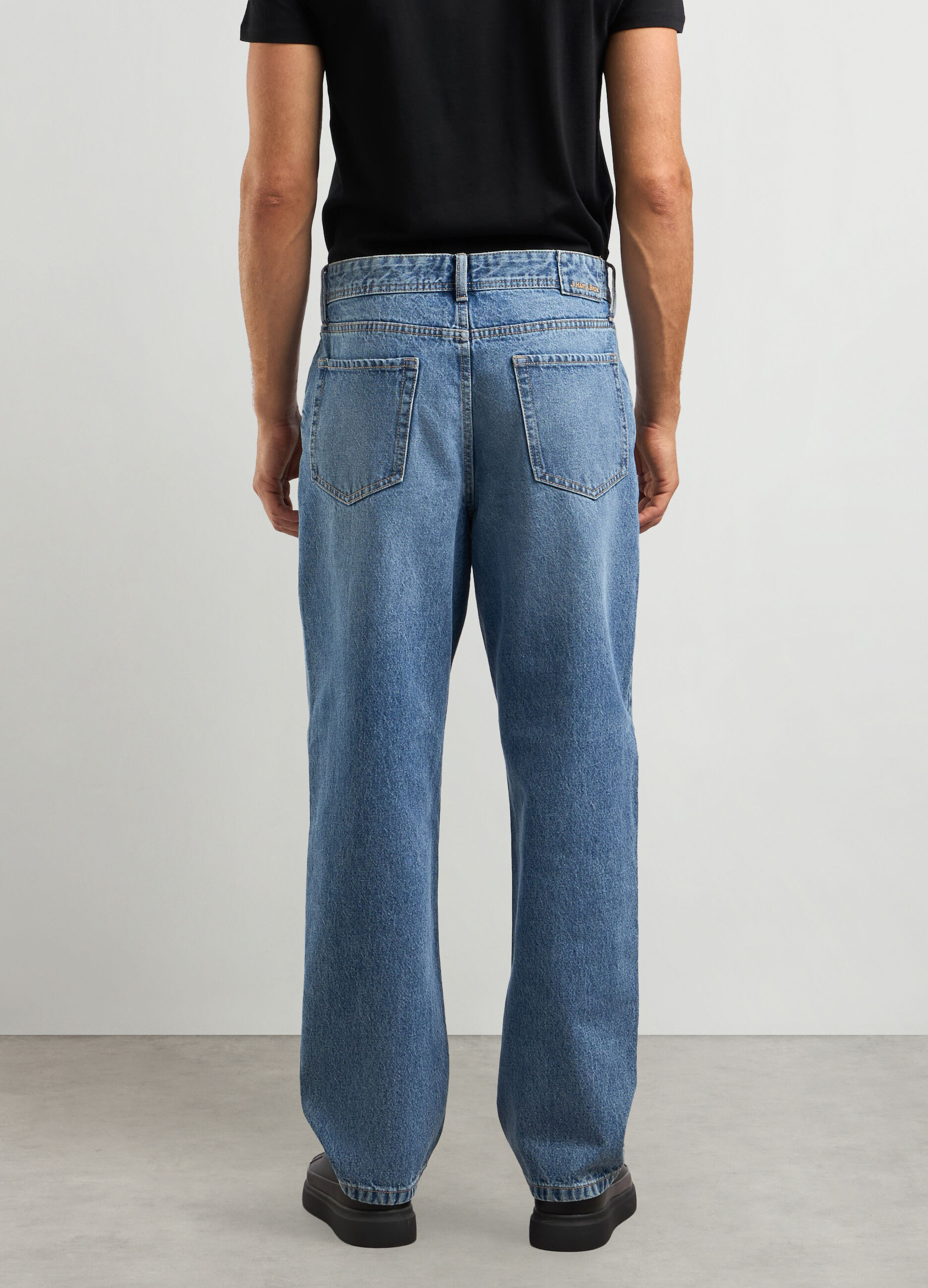 Jeans loose fit in denim di puro cotone uomo_1