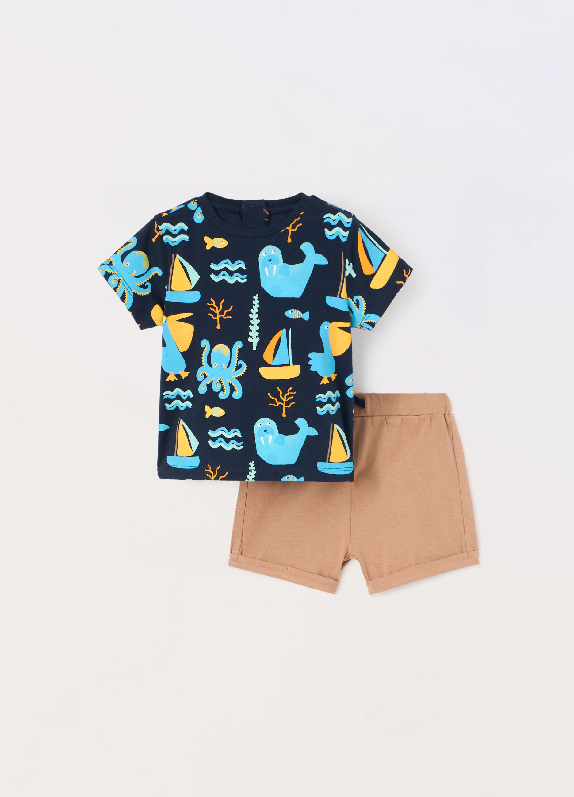 Jogging set in jersey di cotone stretch neonato_0