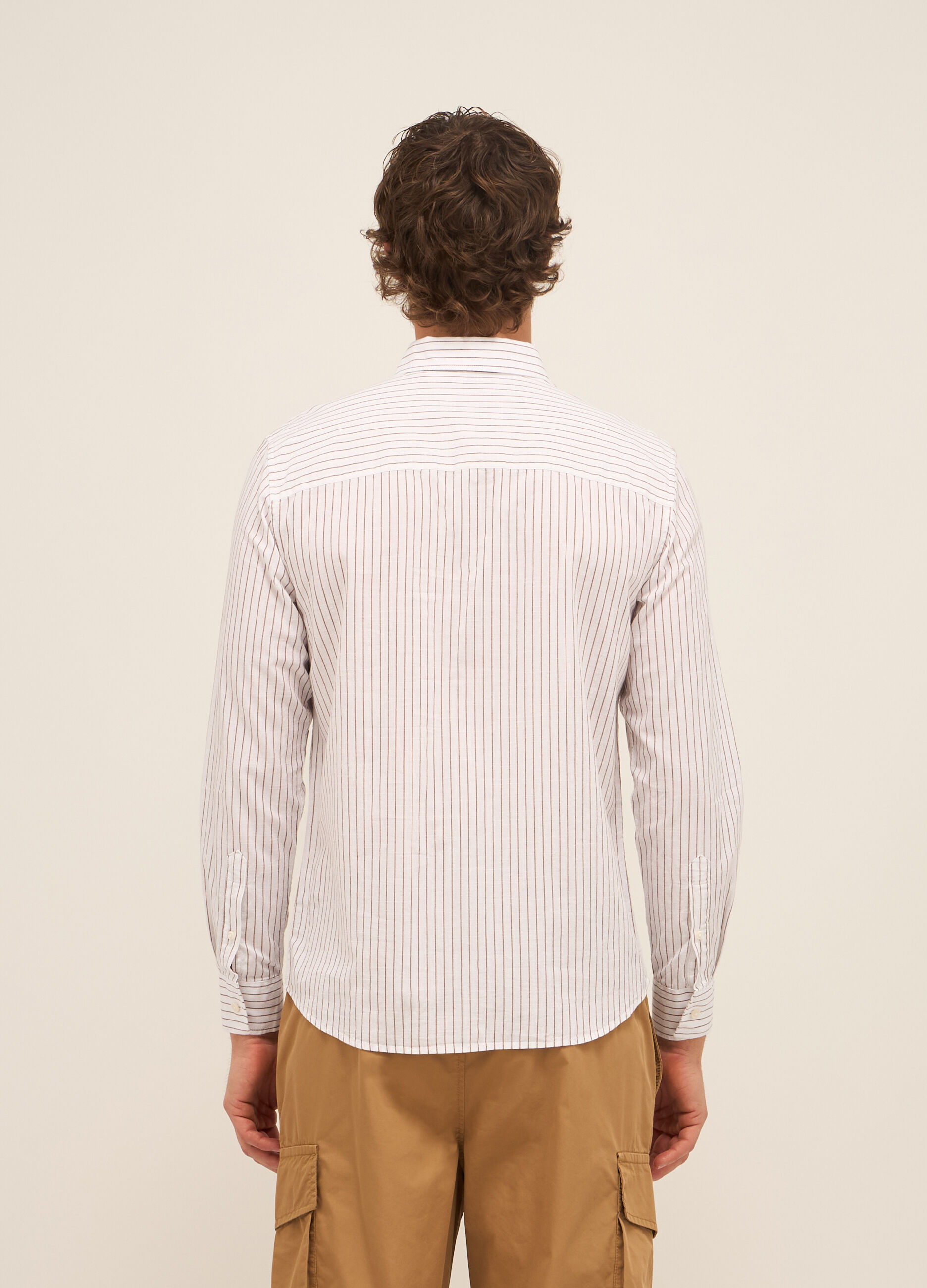 Camicia regular fit in cotone a righe uomo