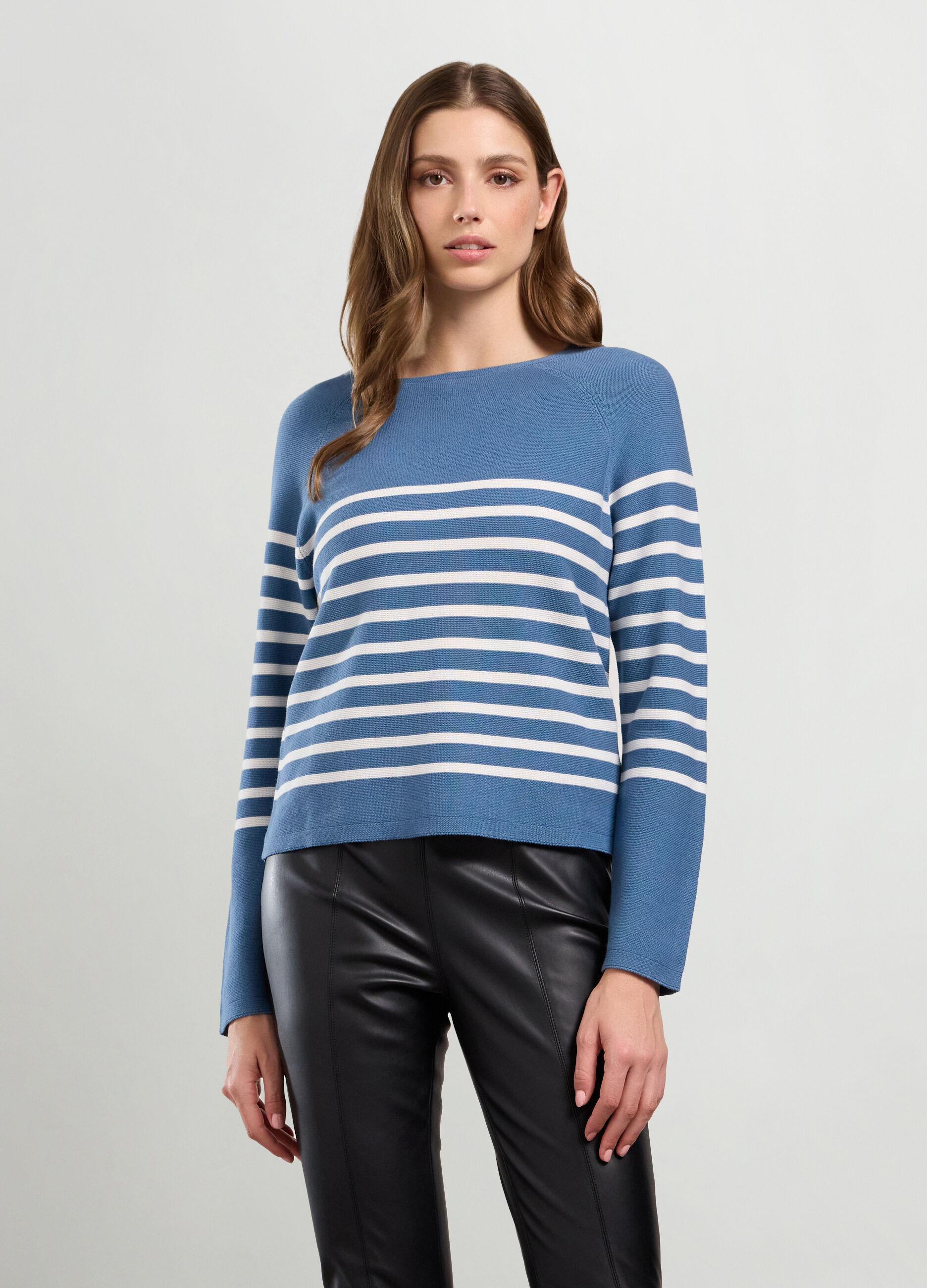 Tricot a righe di puro cotone donna_0