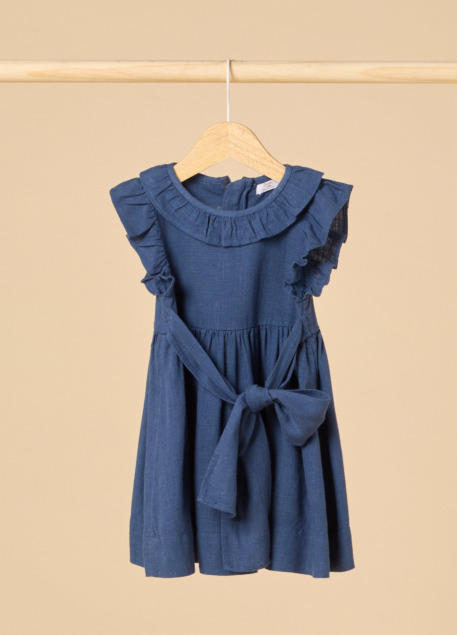 Vestito misto lino con rouches IANA neonata_0