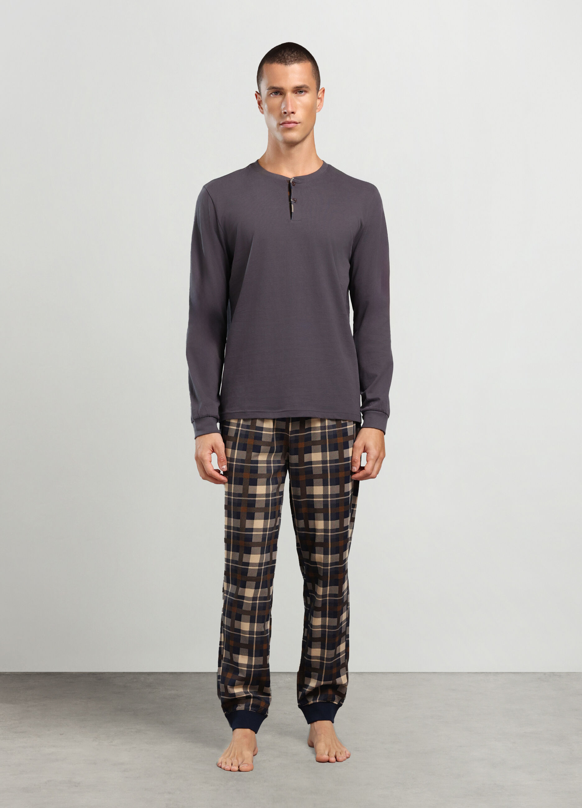 Pigiama lungo in puro cotone uomo_0