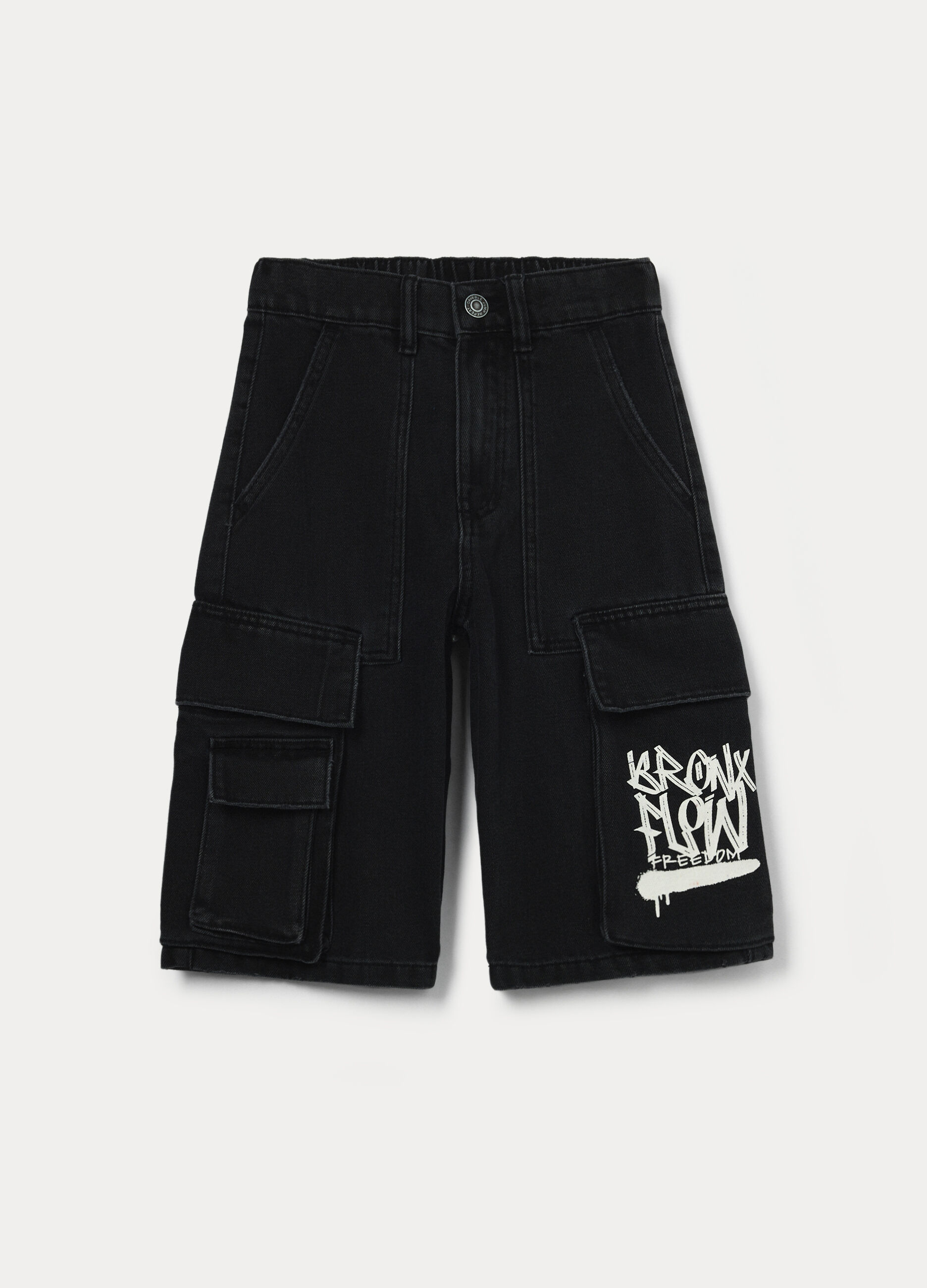 Shorts cargo in denim misto cotone ragazzo