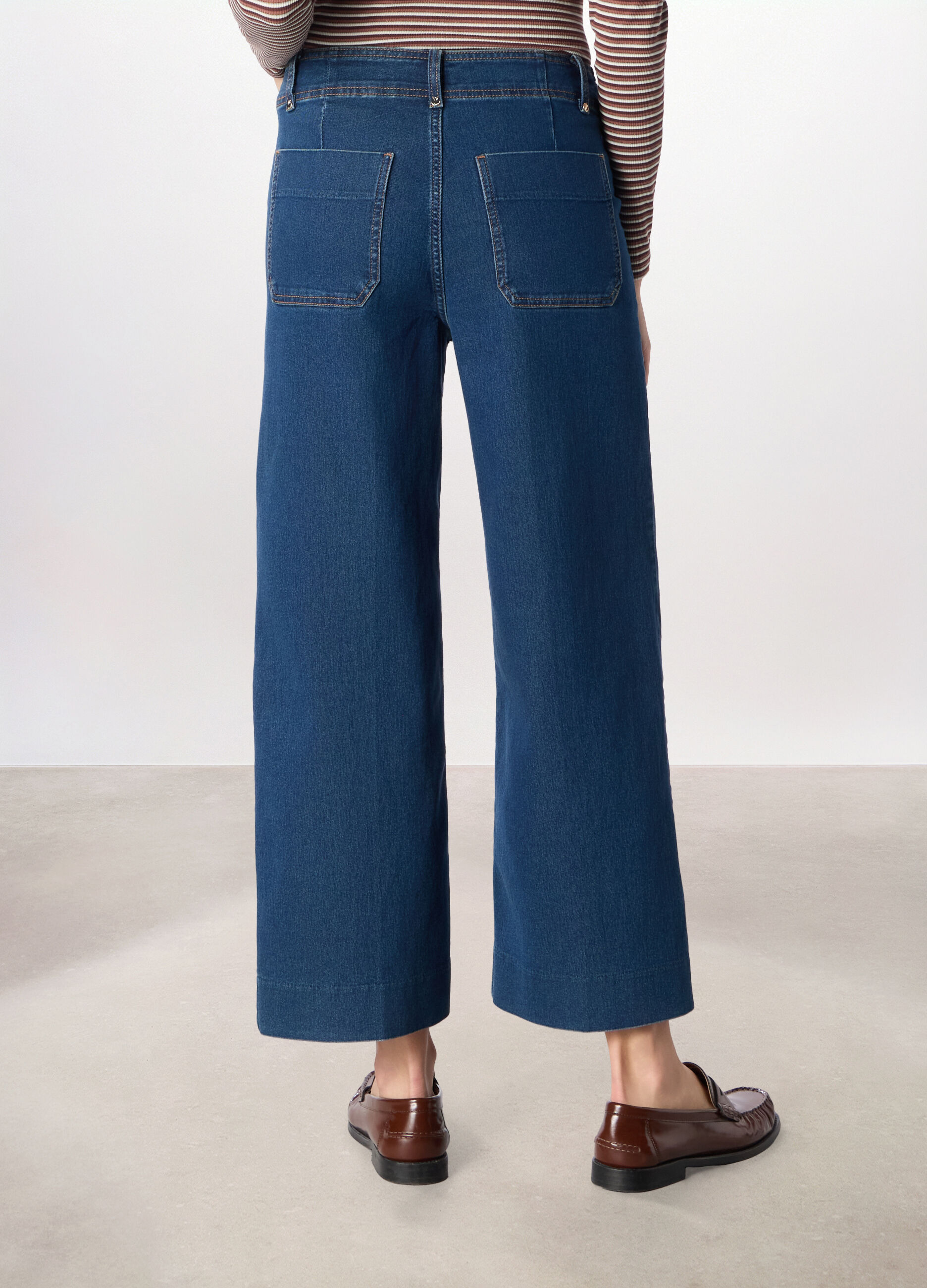 Pantaloni in denim di cotone stretch donna_1
