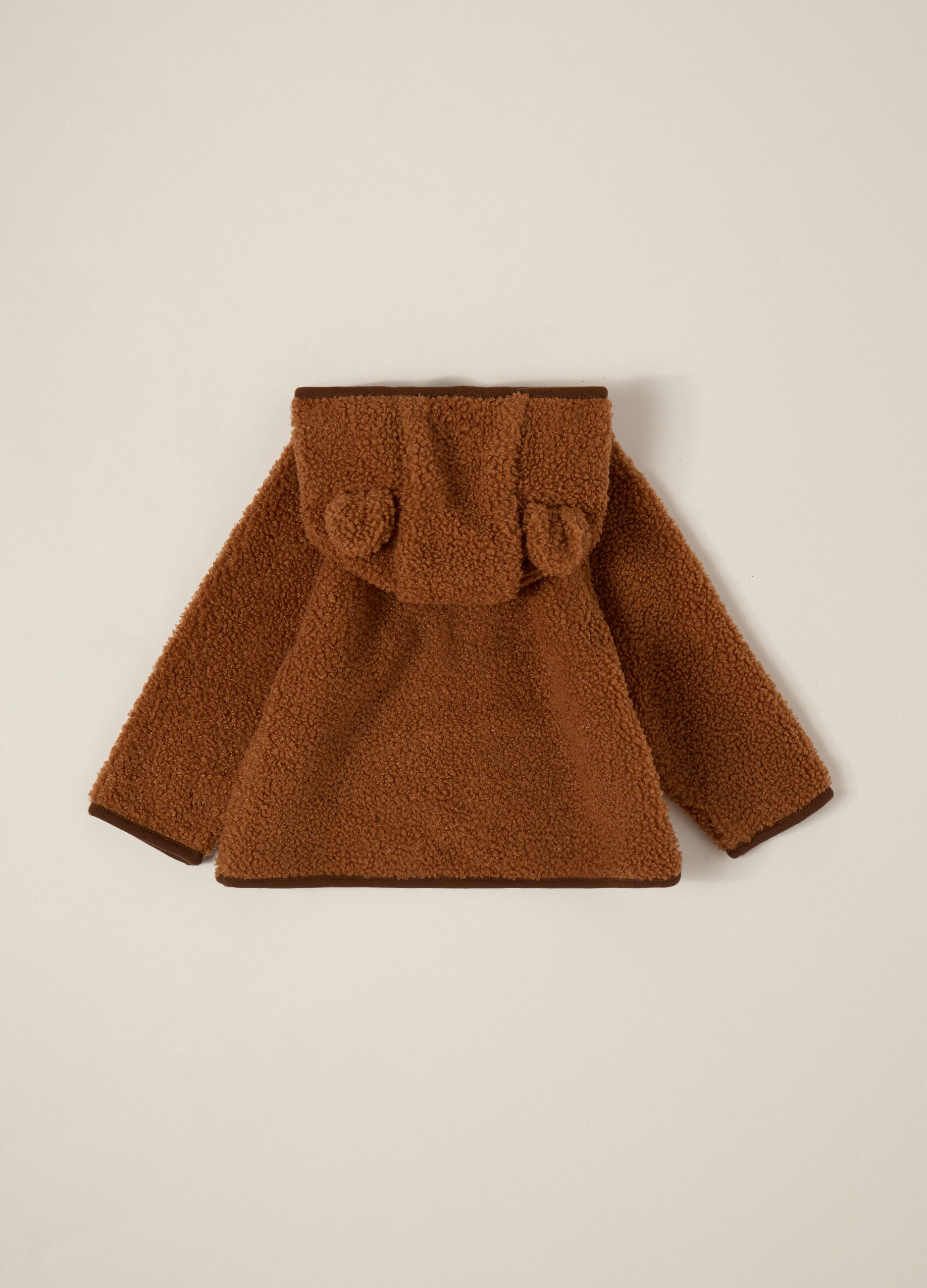 Giacca marrone in tessuto Sherpa per neonato_2