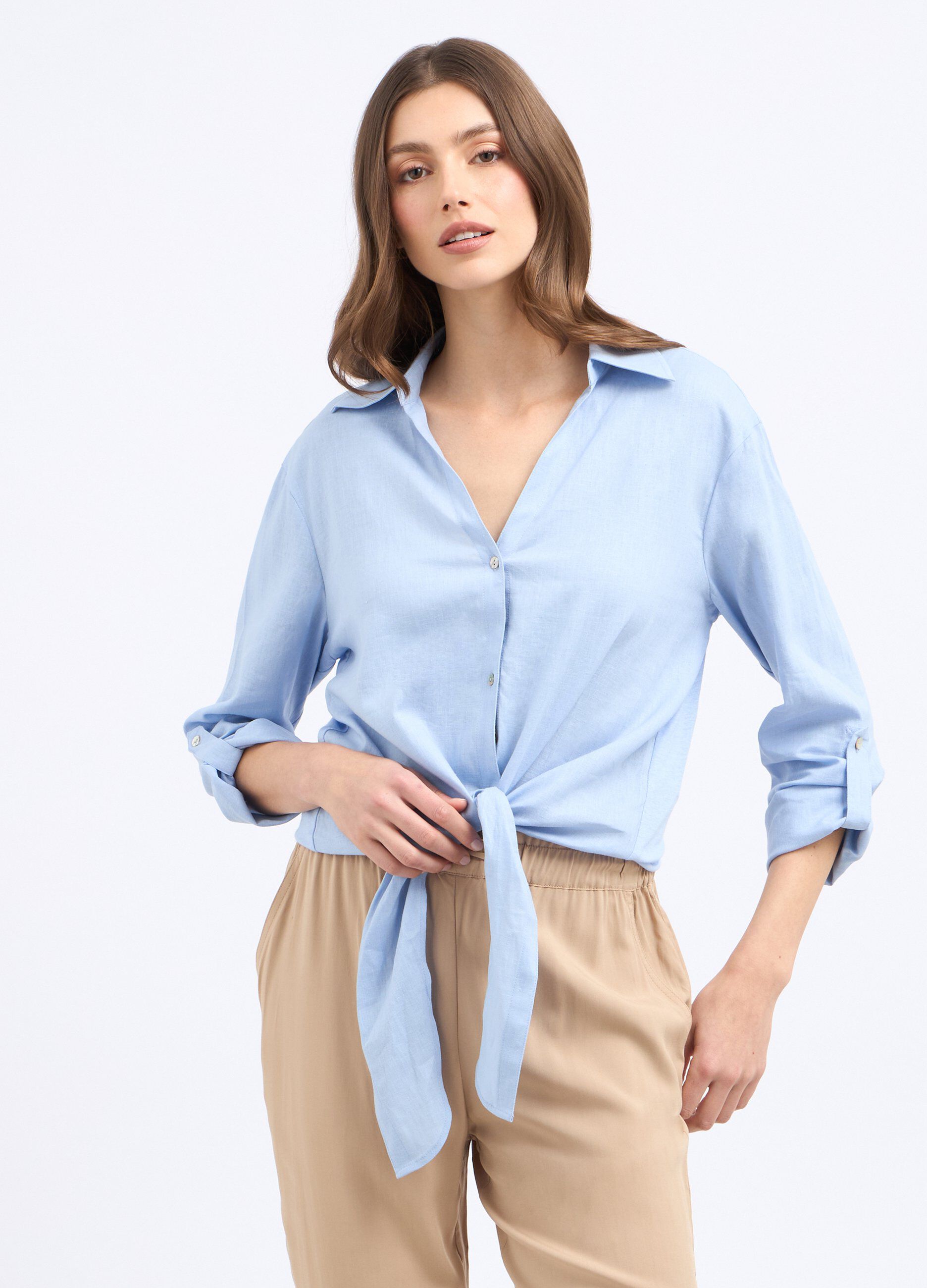 Camicia in misto lino donna_0