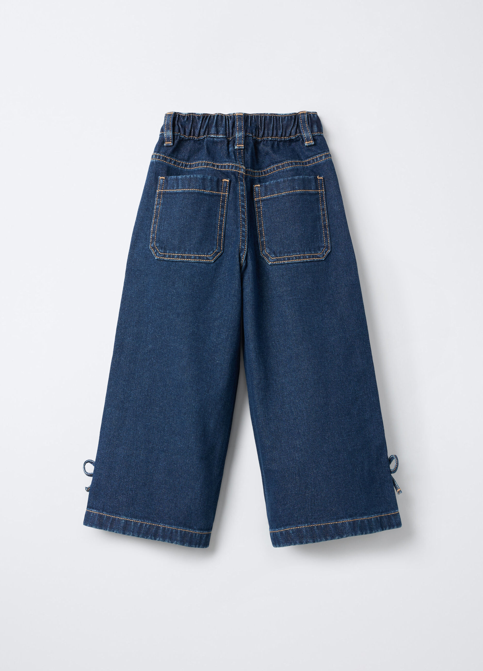 Pantaloni in denim di puro cotone Wide Leg bambina_1
