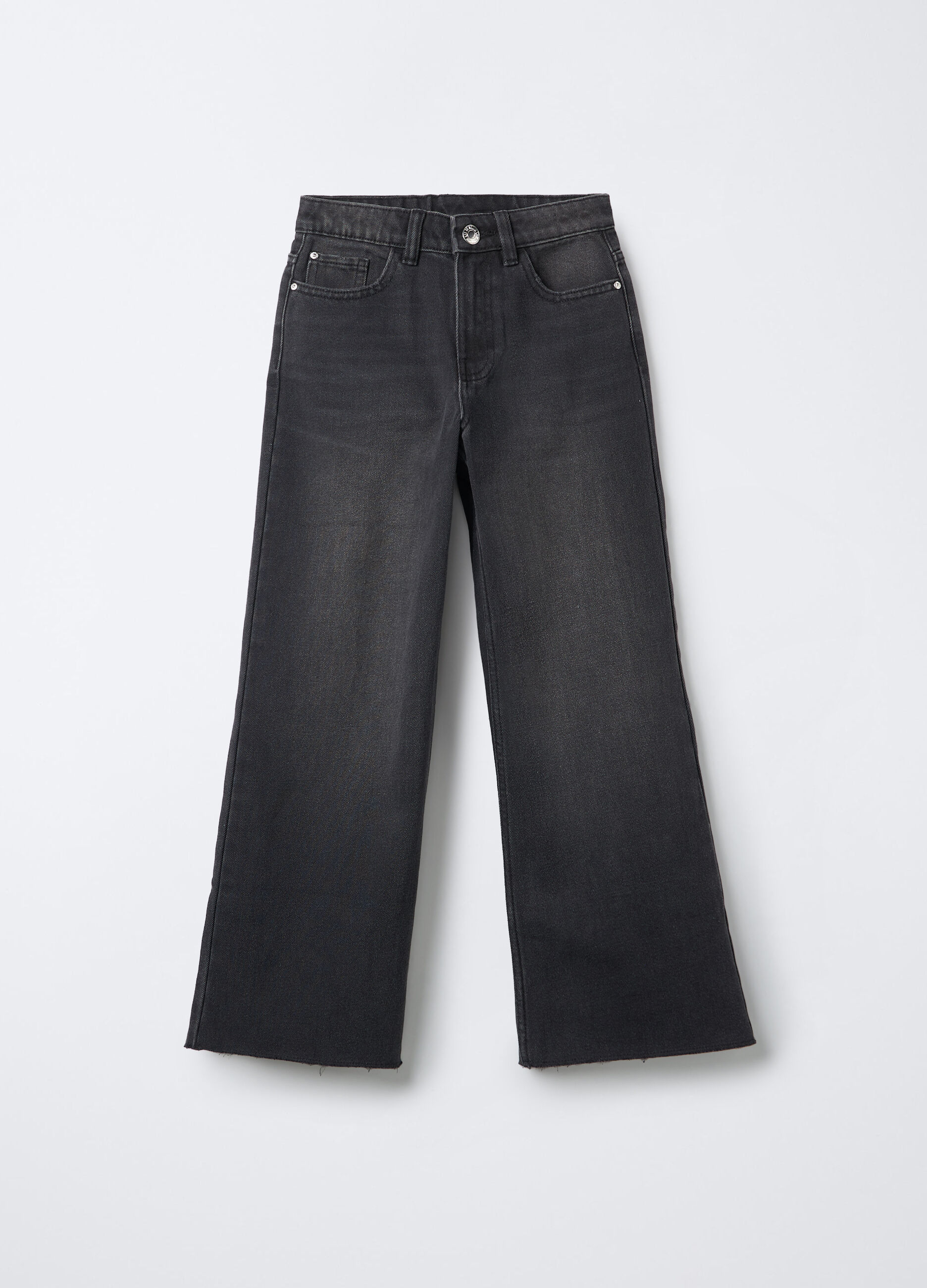 Pantaloni in denim misto cotone Wide Leg ragazza_0