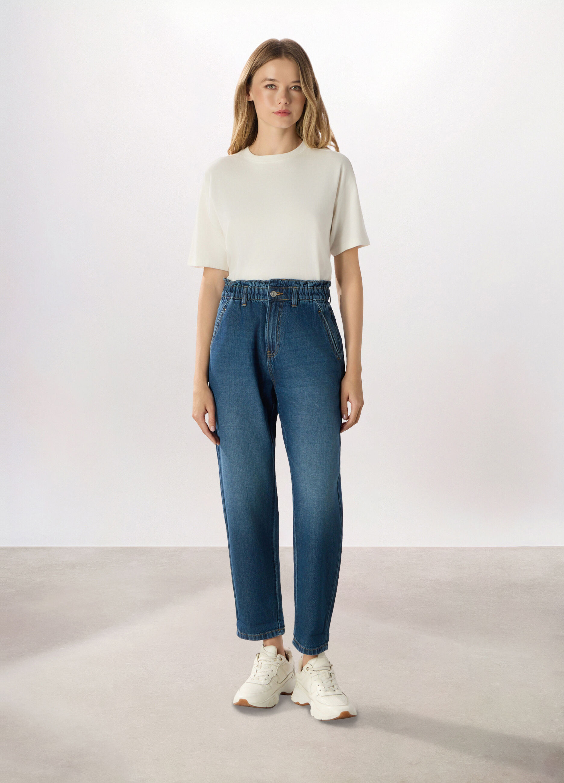 Pantaloni in denim di puro cotone donna_0