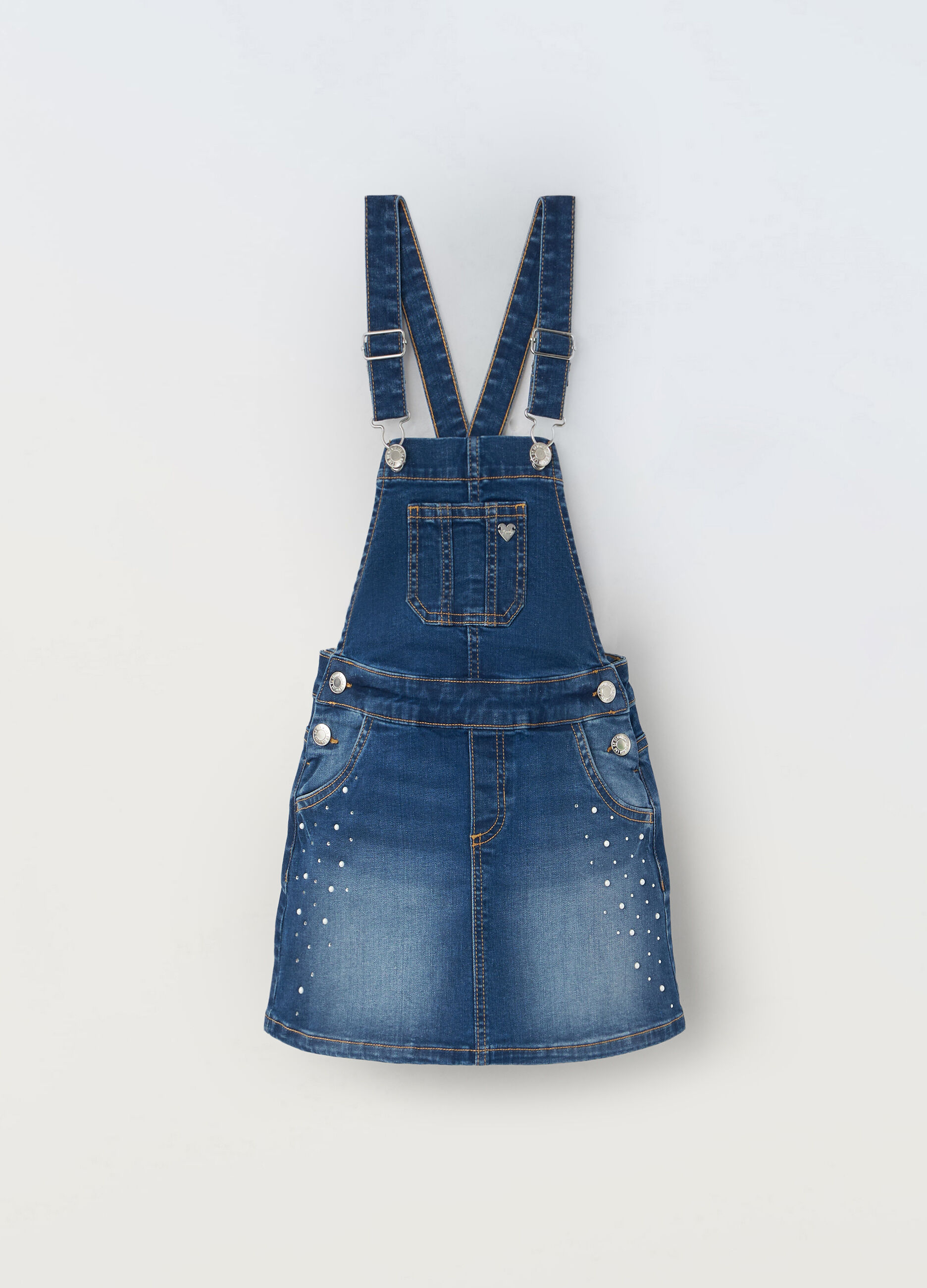 Gonna salopette in denim stretch bambina