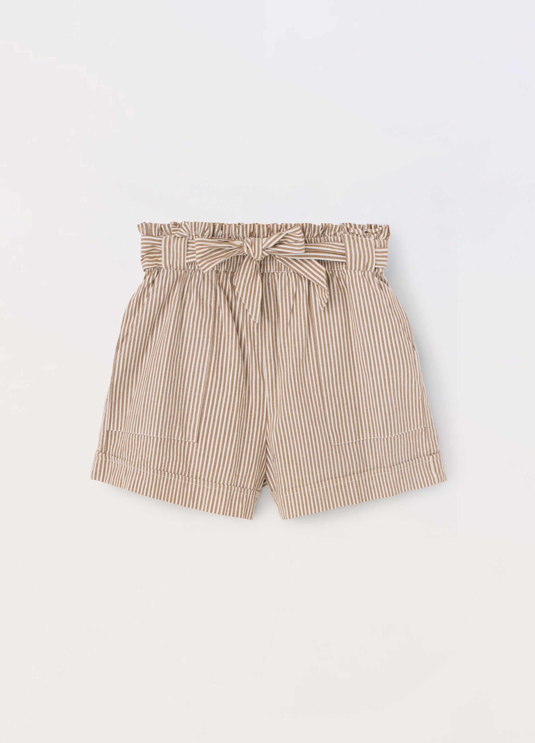 Shorts a righe in cotone stretch ragazza_0