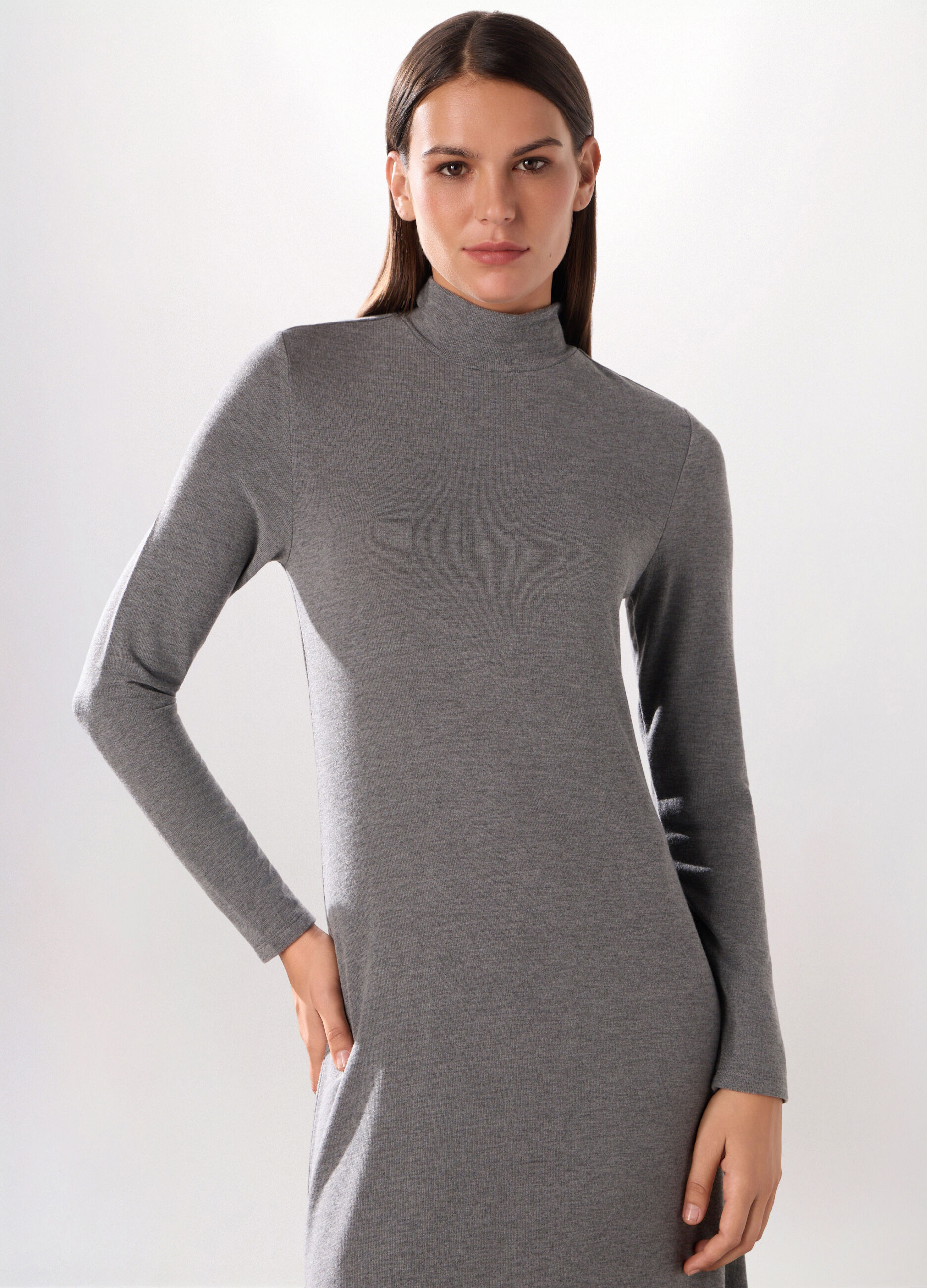 Abito lungo in jersey di mista viscosa donna_2