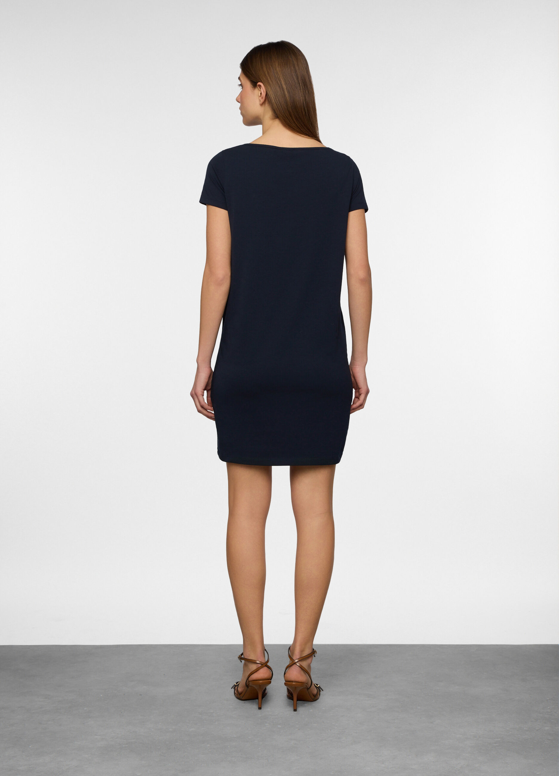 Abito corto in jersey di cotone stretch donna_1