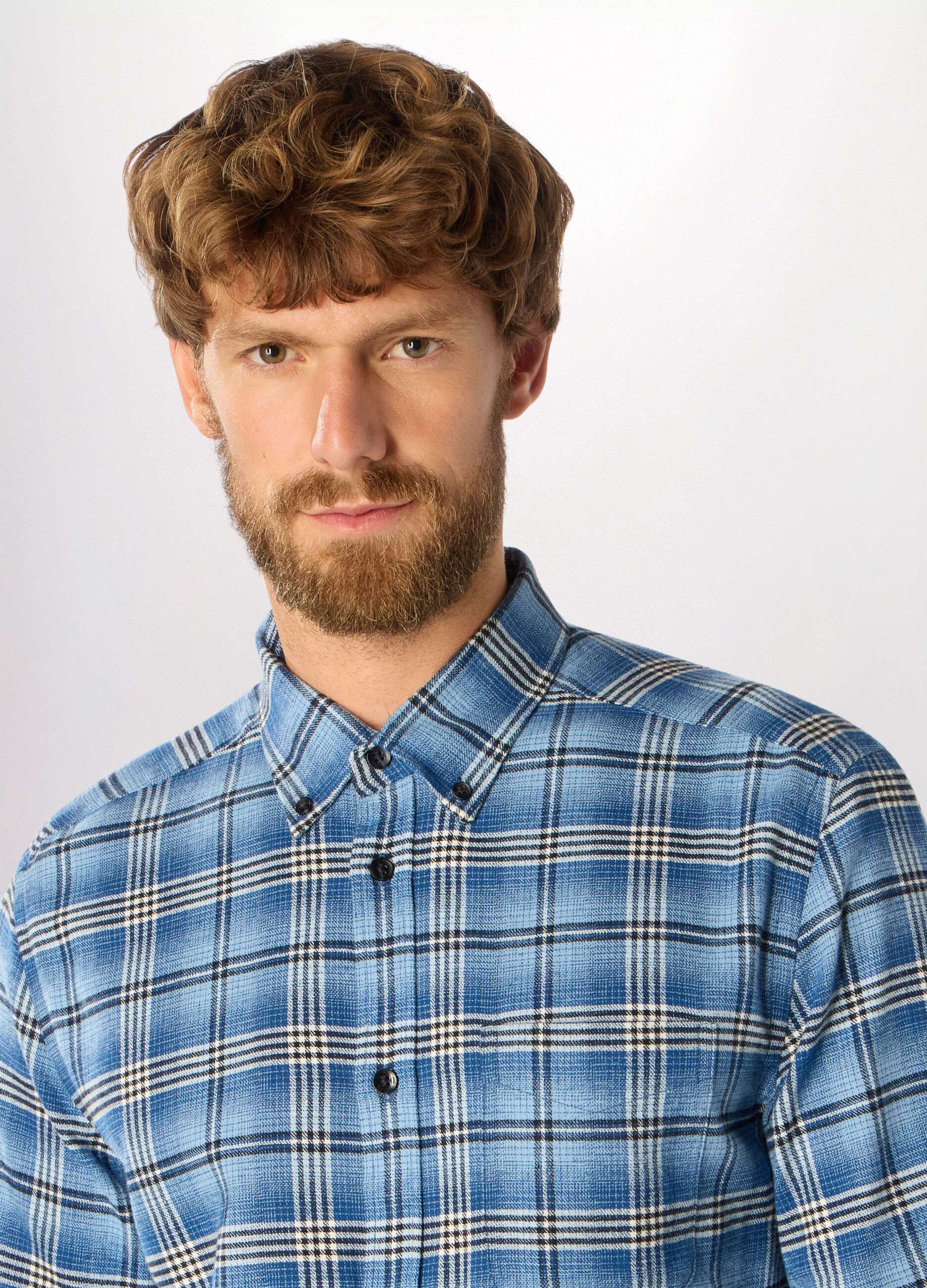 Camicia slim fit in flanella di cotone uomo_2