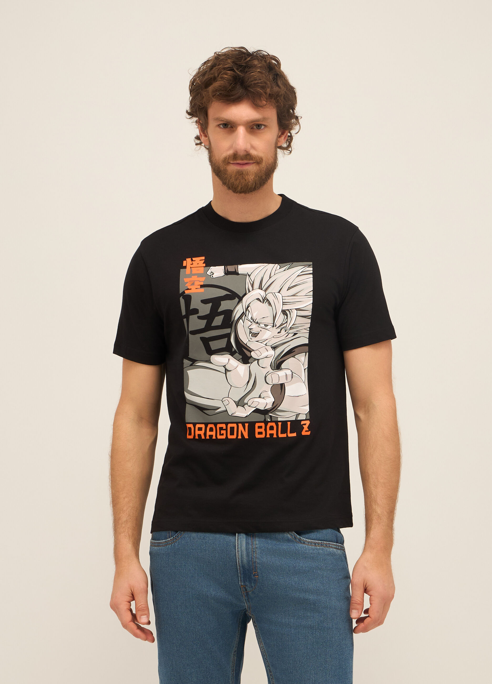 T-shirt girocollo in cotone con stampa uomo_0