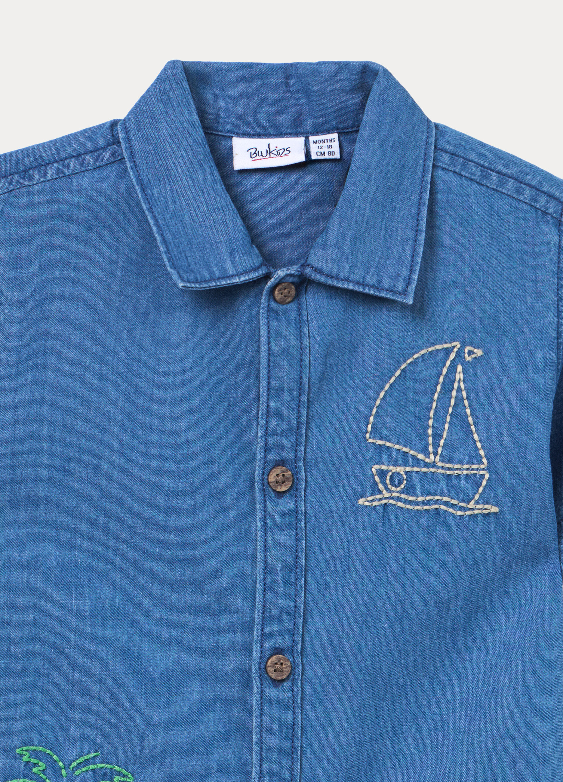 Camicia regular fit in denim di puro cotone _2
