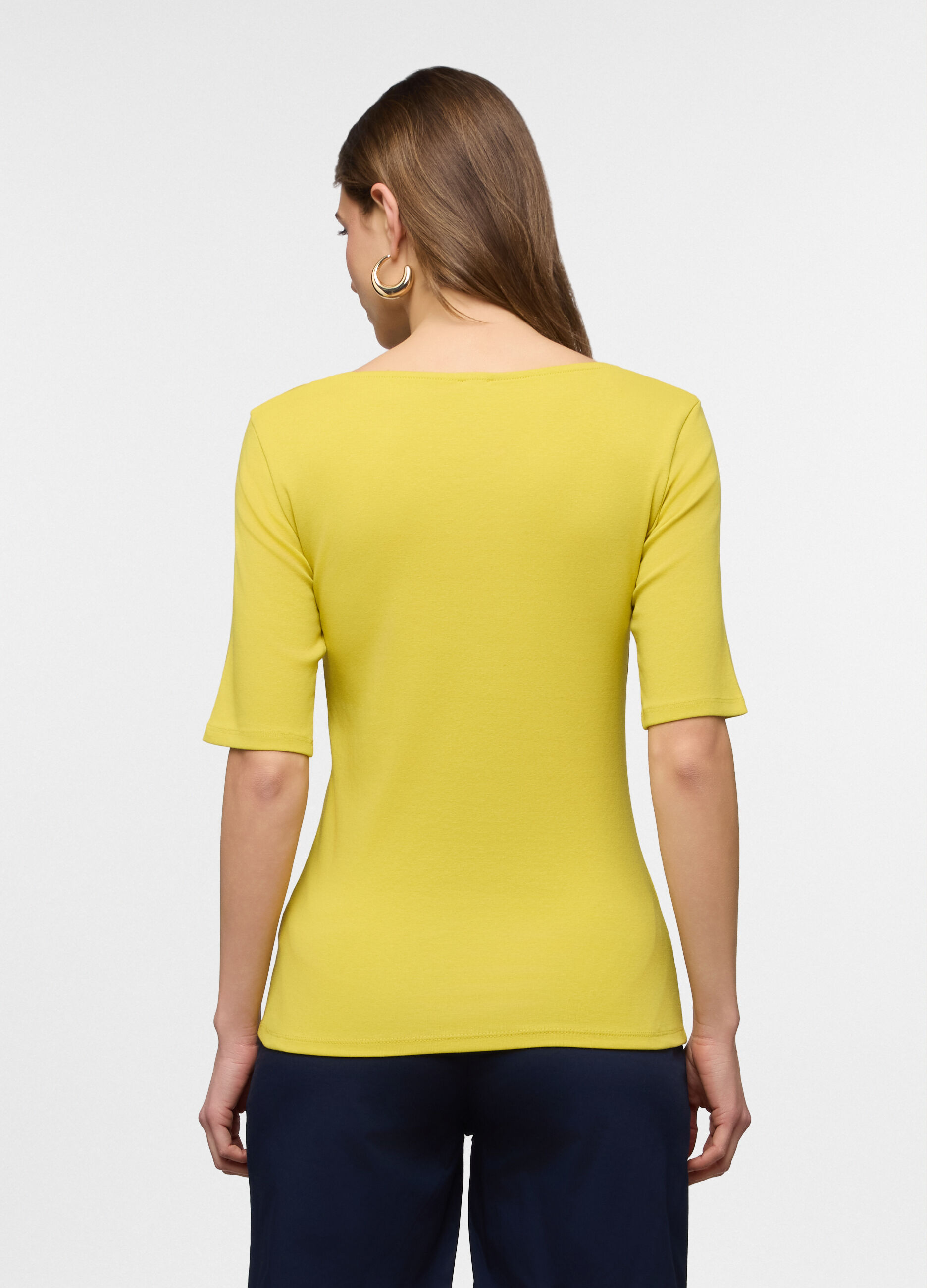 T-shirt con scollo squadrato stretch donna_1