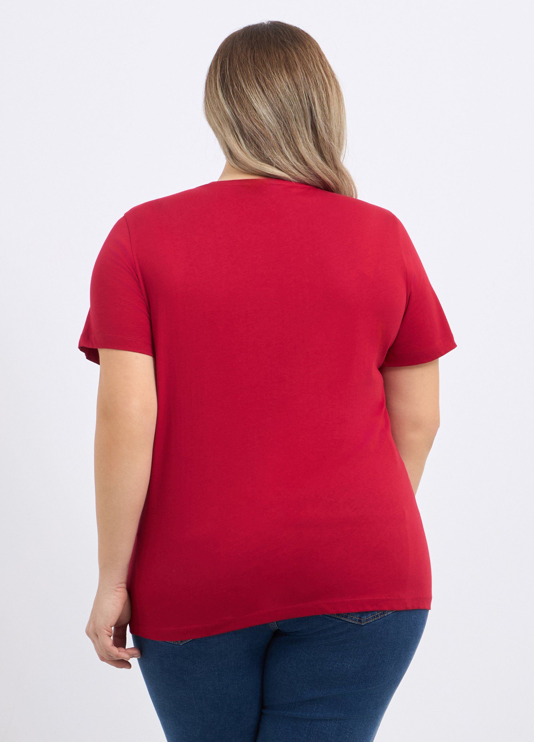T-shirt in puro cotone con stampa donna curvy_1