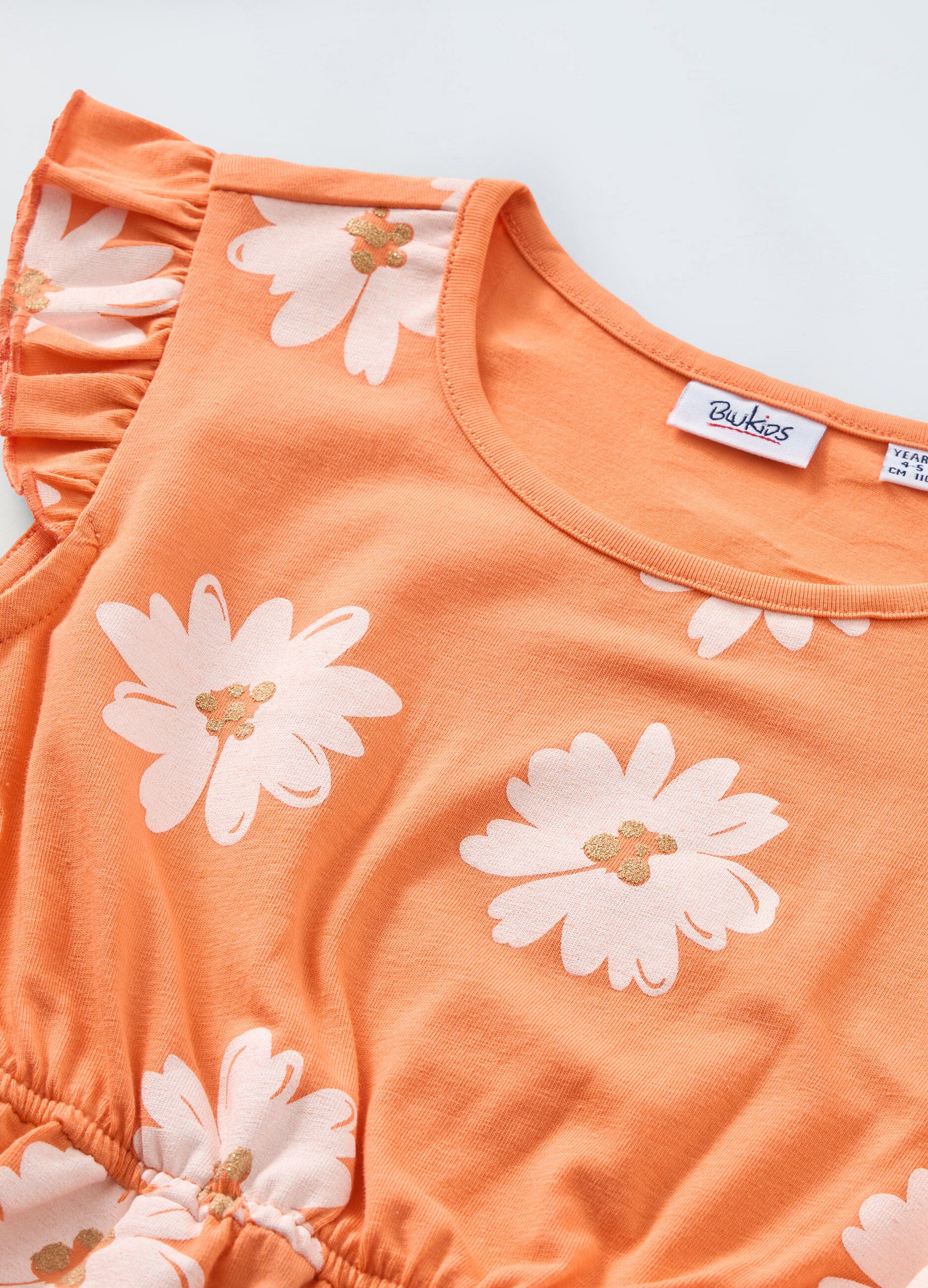 Vestito in cotone stretch a fiori bambina_1