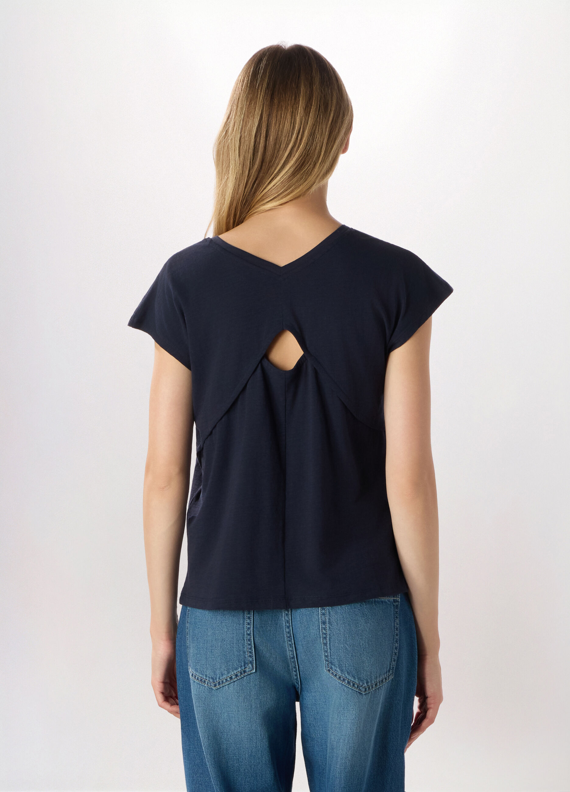 T-shirt in jersey slub di puro cotone donna_1