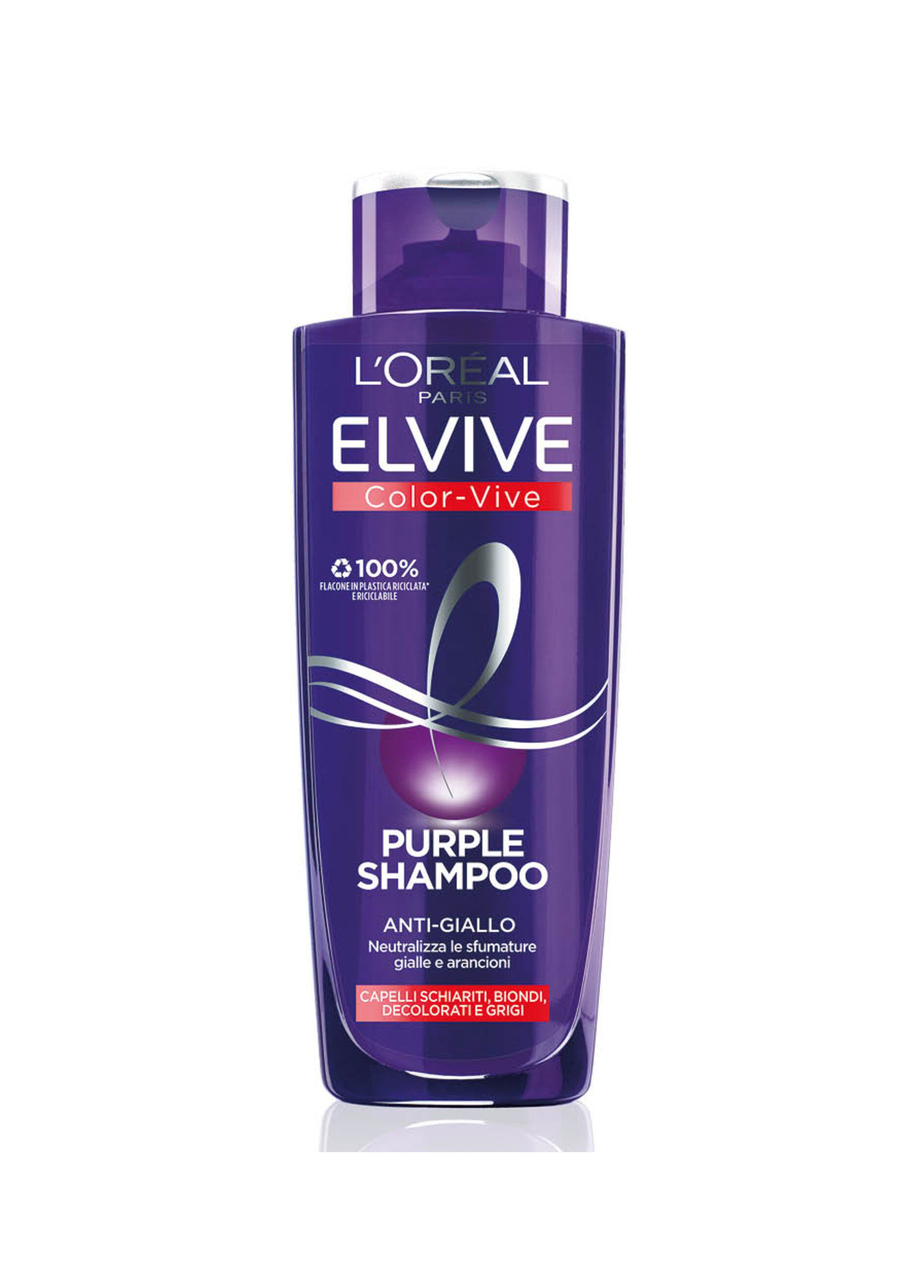L'Oréal Paris Shampoo antigiallo Color Vive Purple, Shampoo antigiallo per capelli schiariti, biondi, decolorati e grigi, 200 ml.
