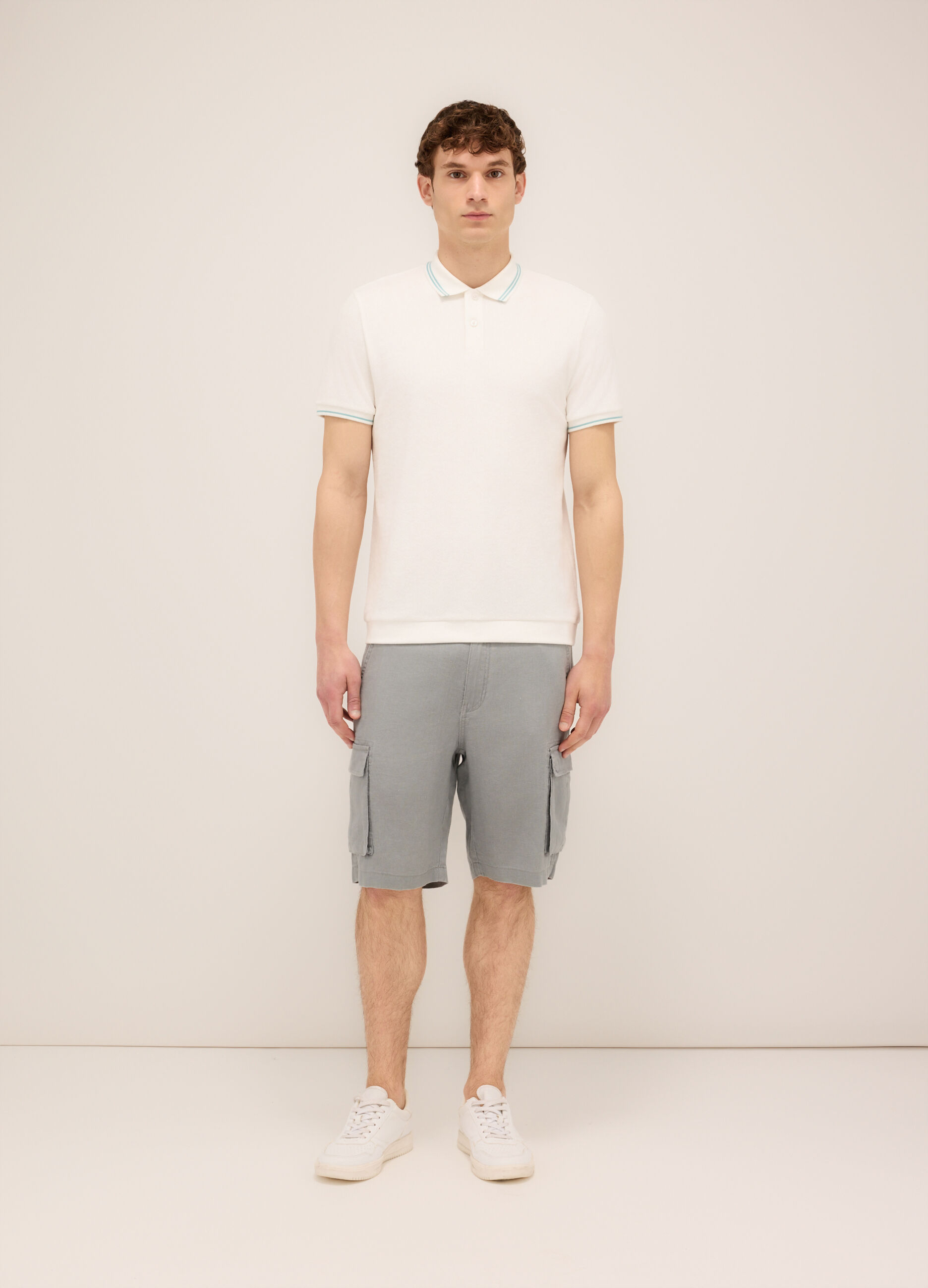 Bermuda cargo regular fit in lino uomo_0