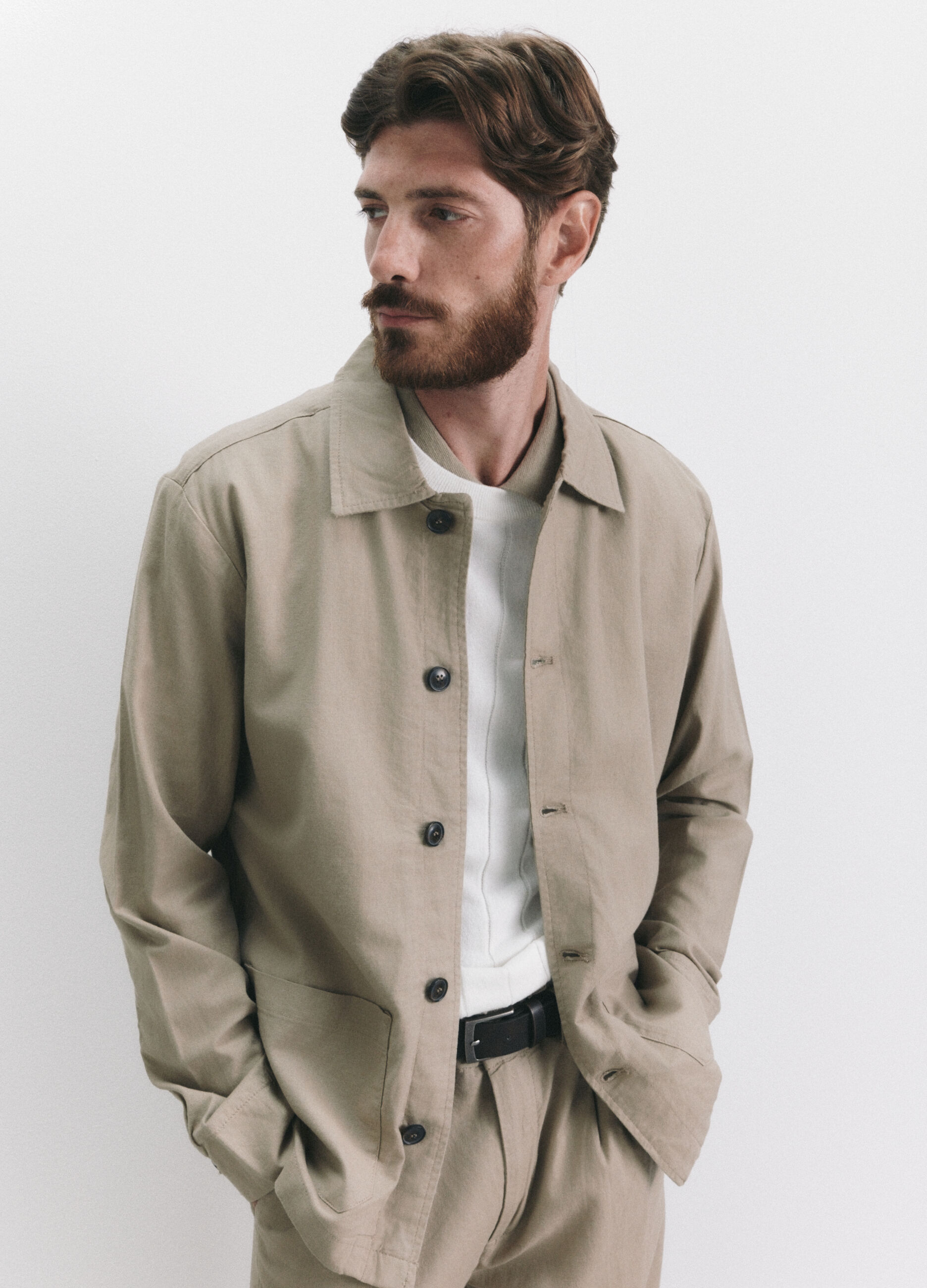 Giacca a camicia in lino e cotone uomo