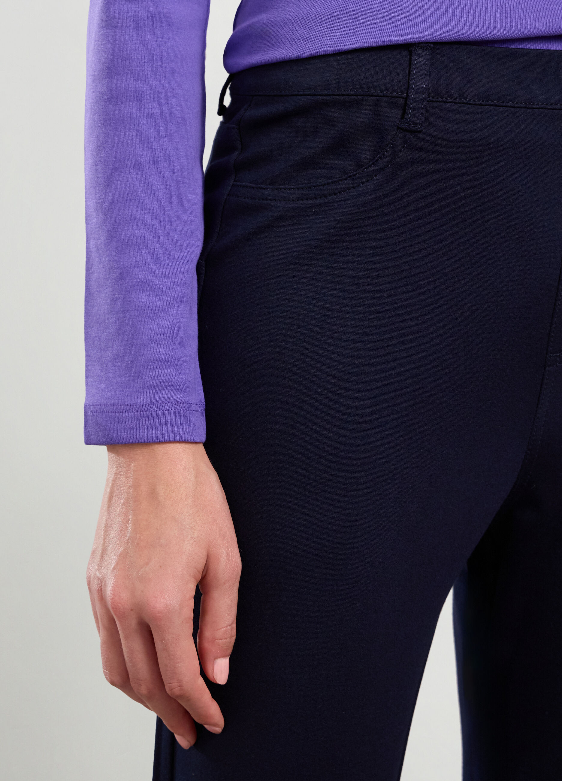 Pantaloni in misto viscosa stretch donna_2