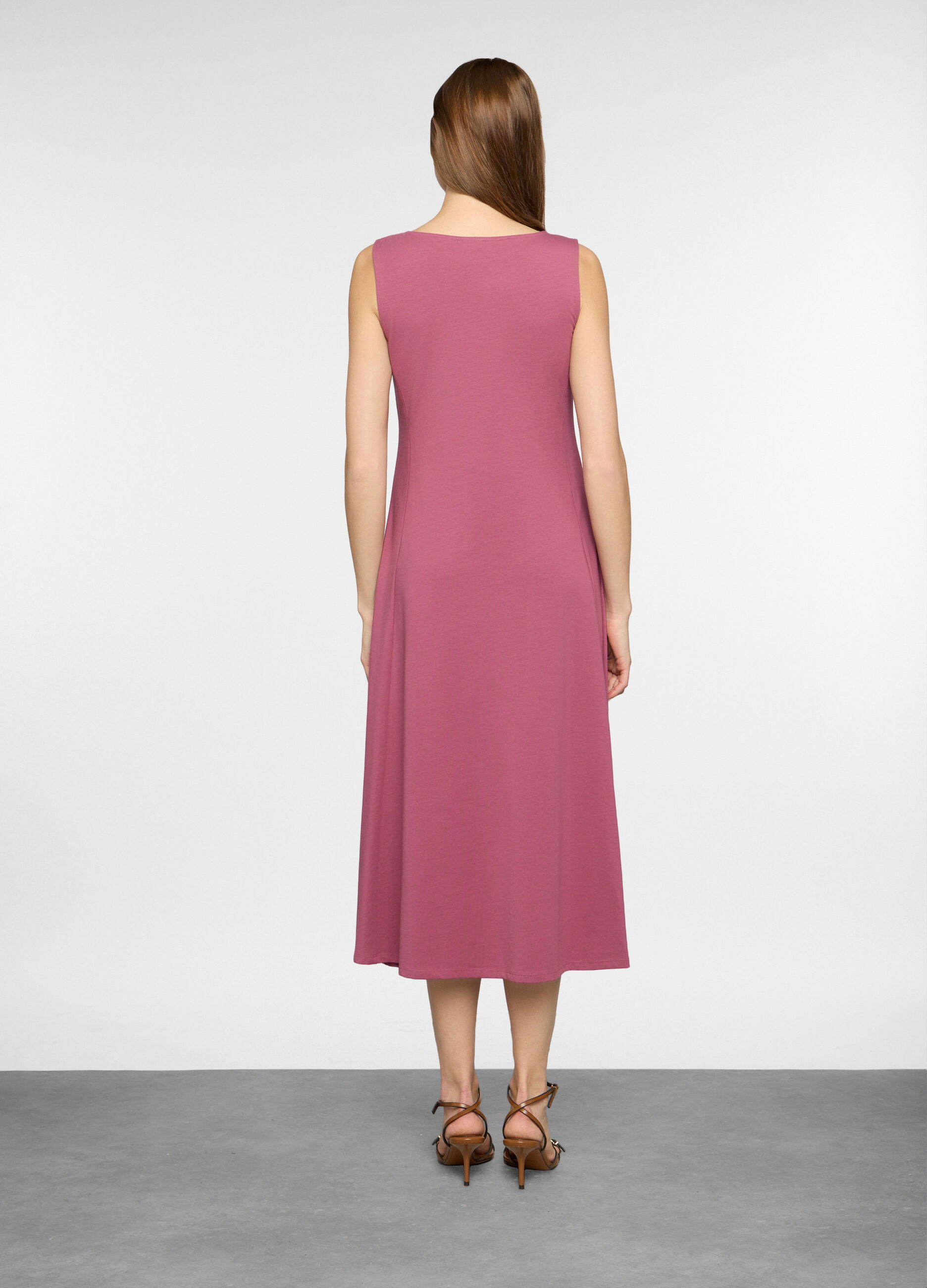 Abito lungo girocollo in jersey stretch donna_1