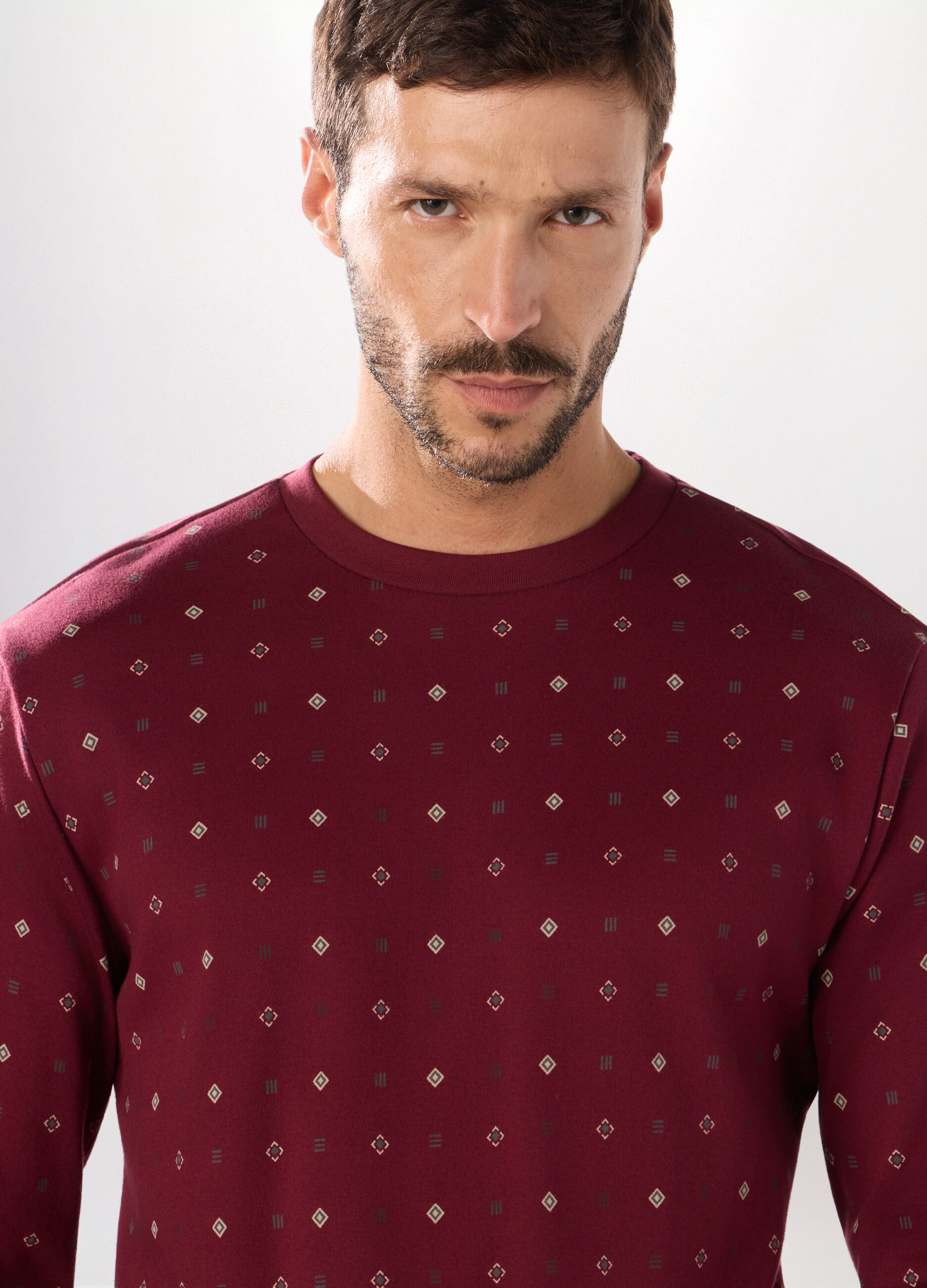 Pigiama lungo in cotone con stampa uomo_2