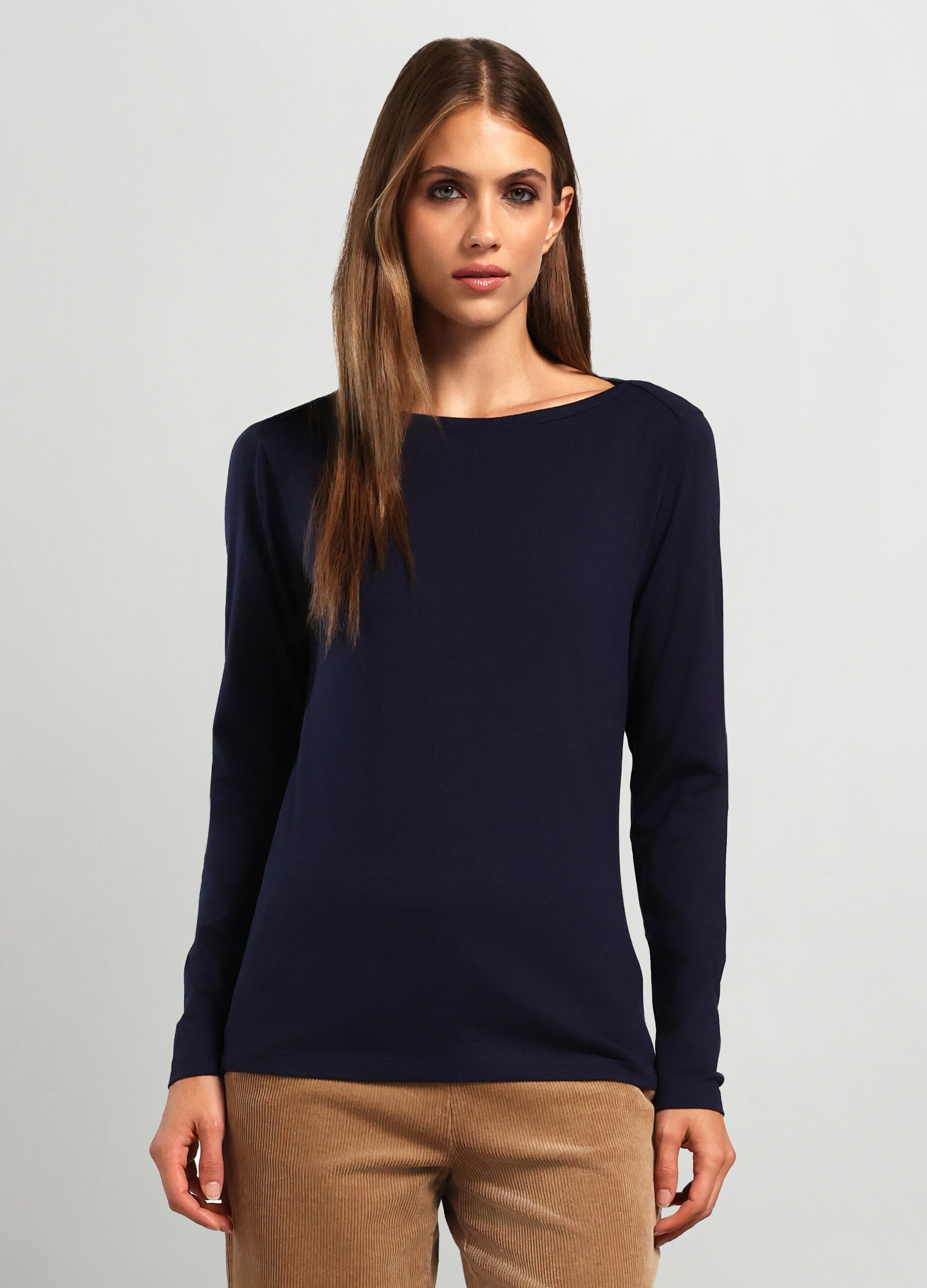 T-shirt in jersey di cotone stretch donna _0