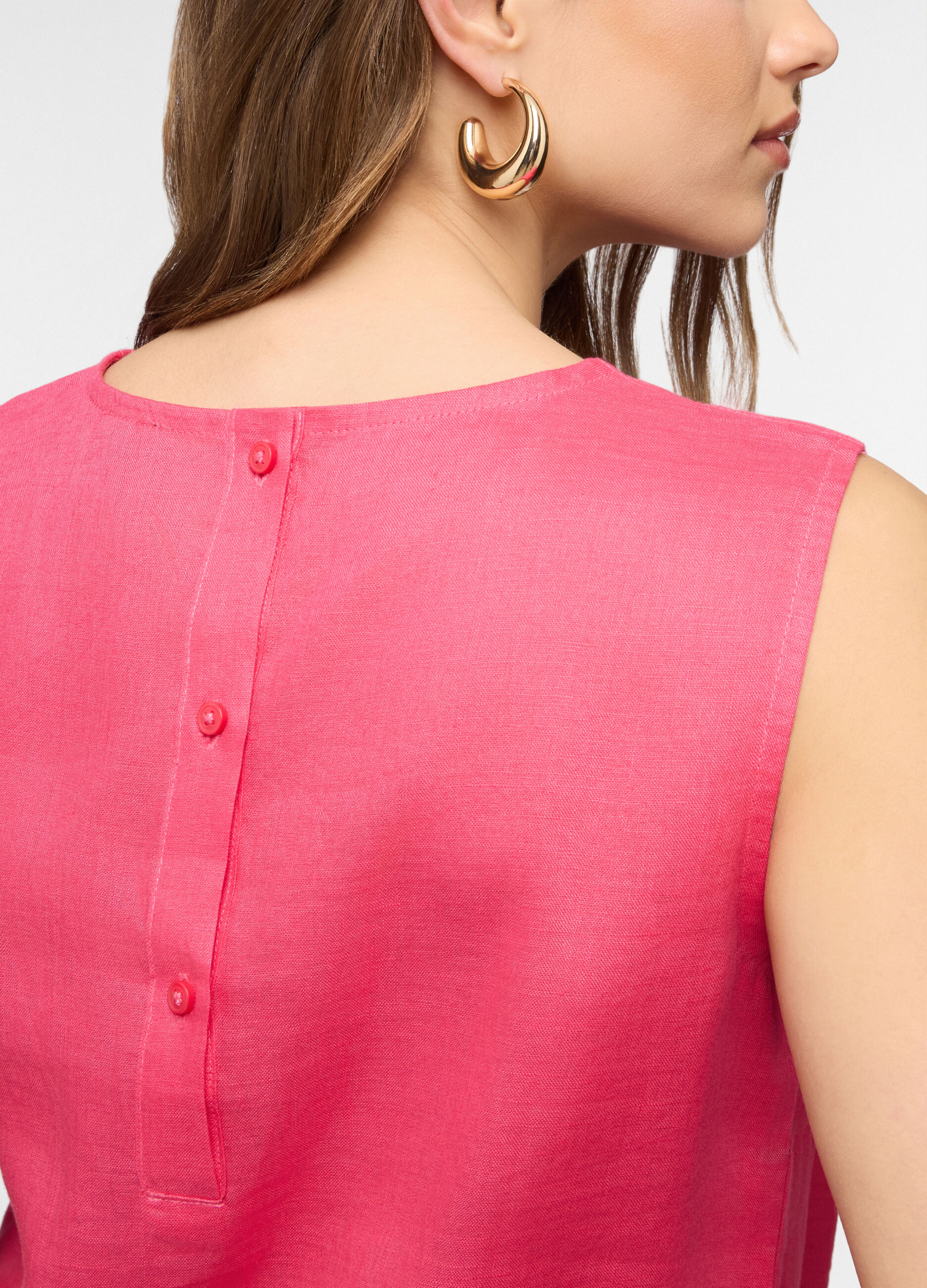 Blusa girocollo Fit Regular in puro lino donna