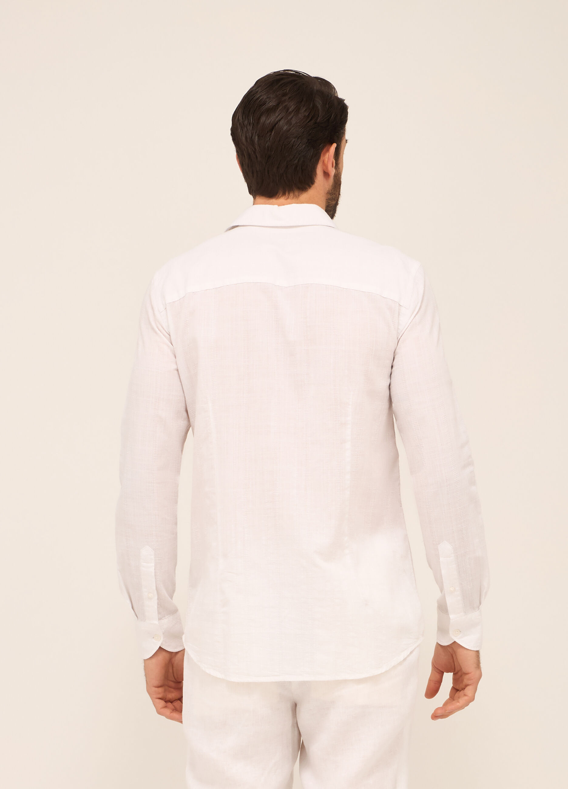 Camicia slim fit in puro cotone lavorato uomo_1