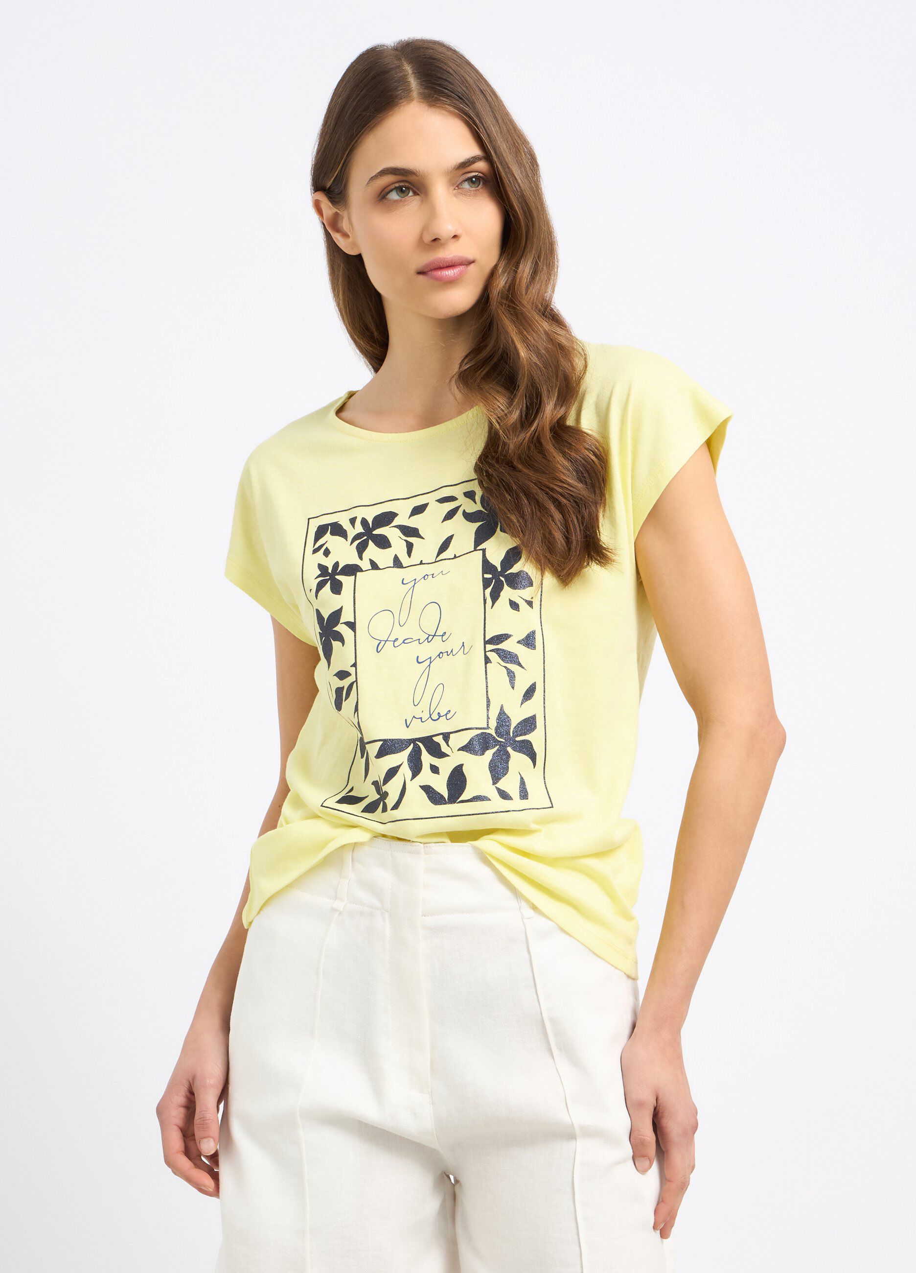 T-shirt in puro cotone con stampa donna_0