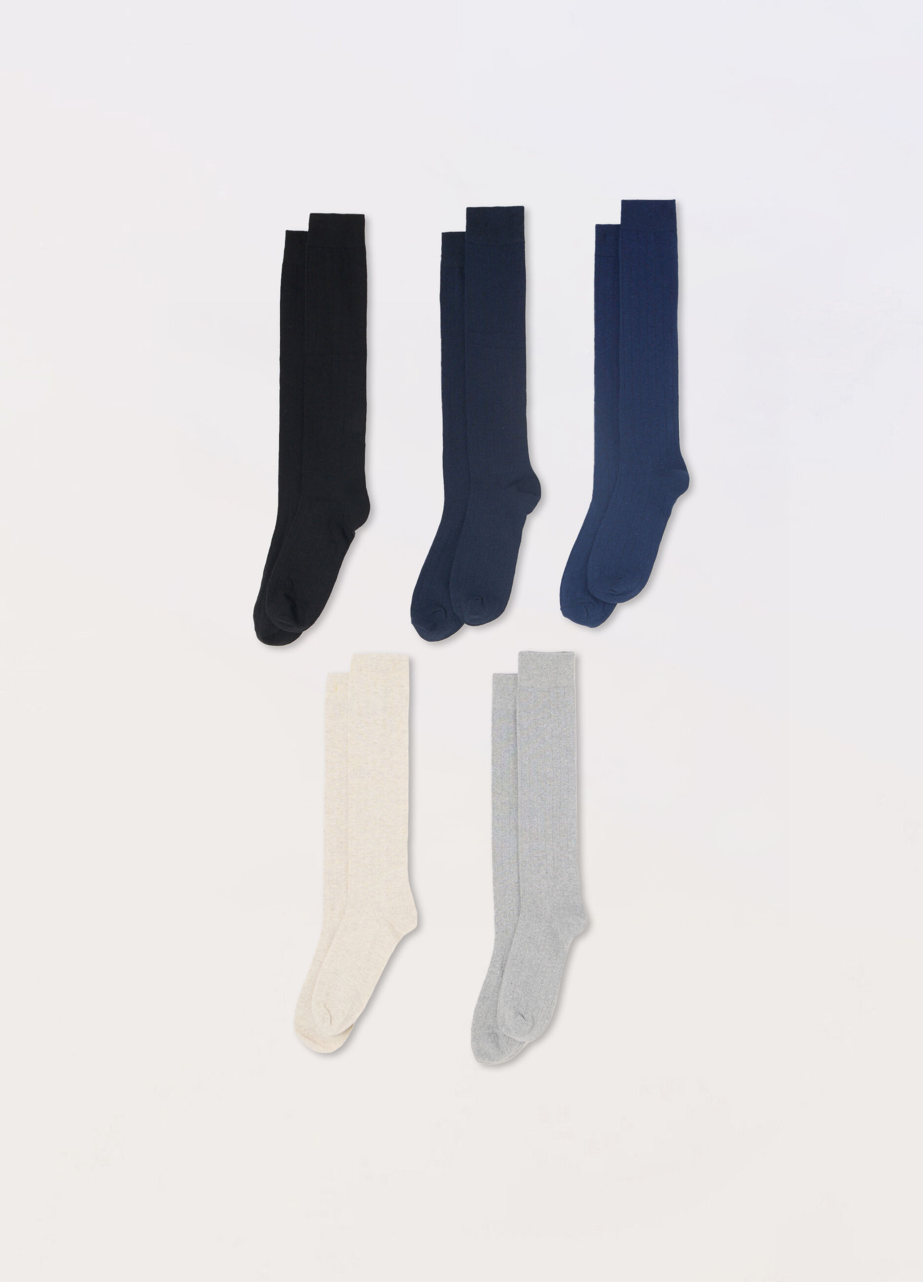 5 pack calze lunghe in tessuto tecnico a costine uomo