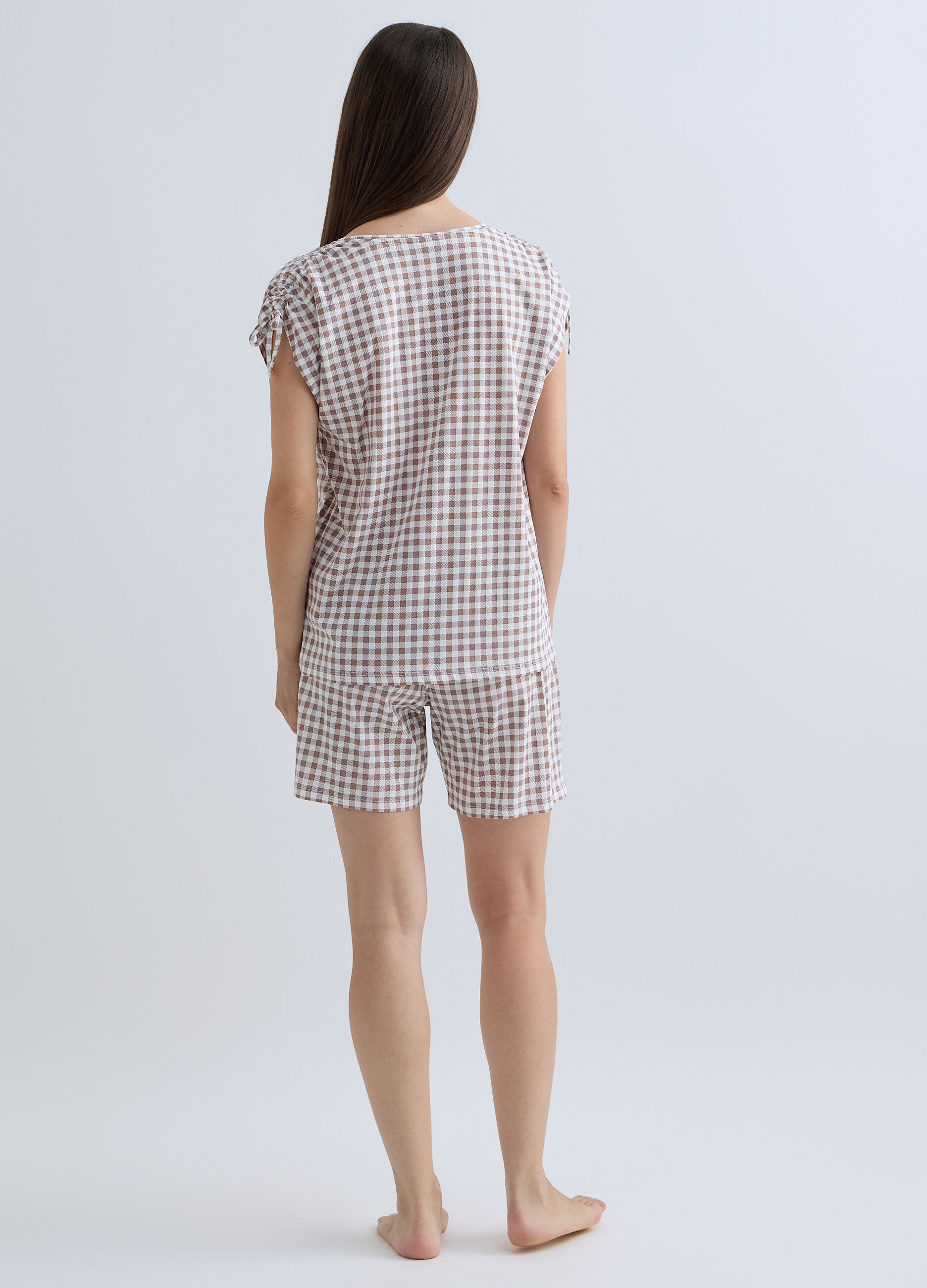 Pigiama corto in puro cotone donna_1