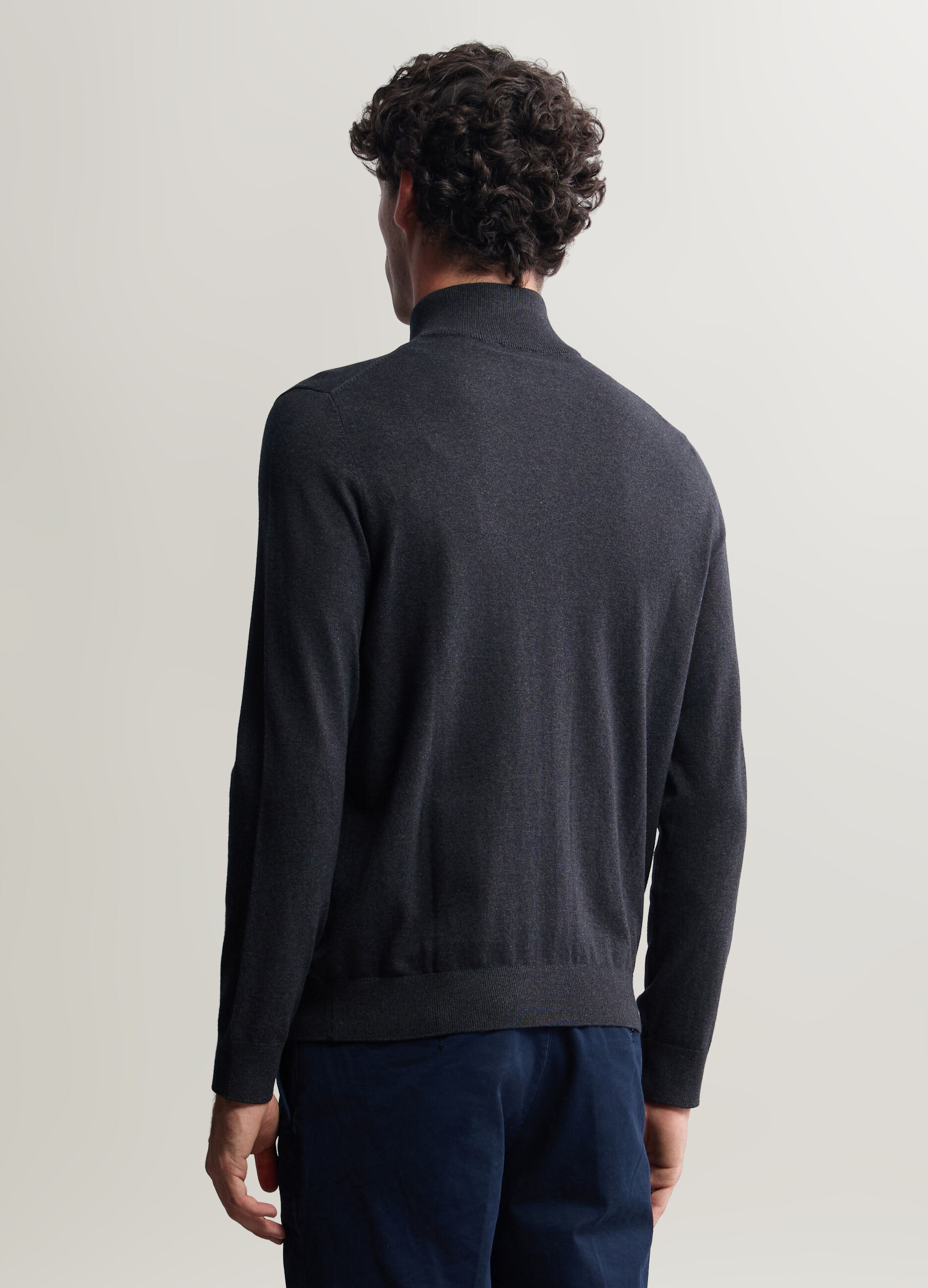 Cardigan in misto cotone con zip uomo