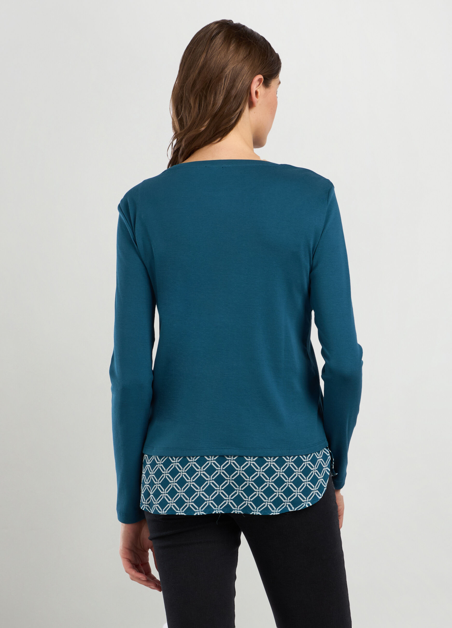 T-shirt a maniche lunghe in puro cotone donna_1