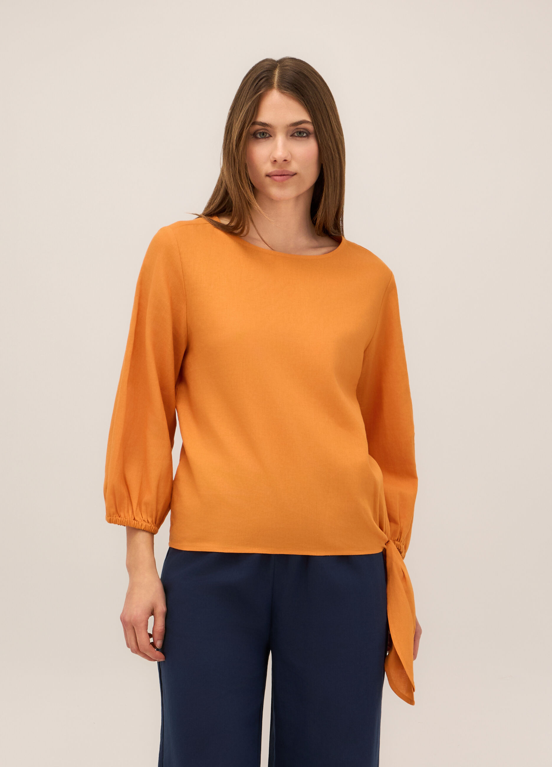 Blusa in misto lino donna