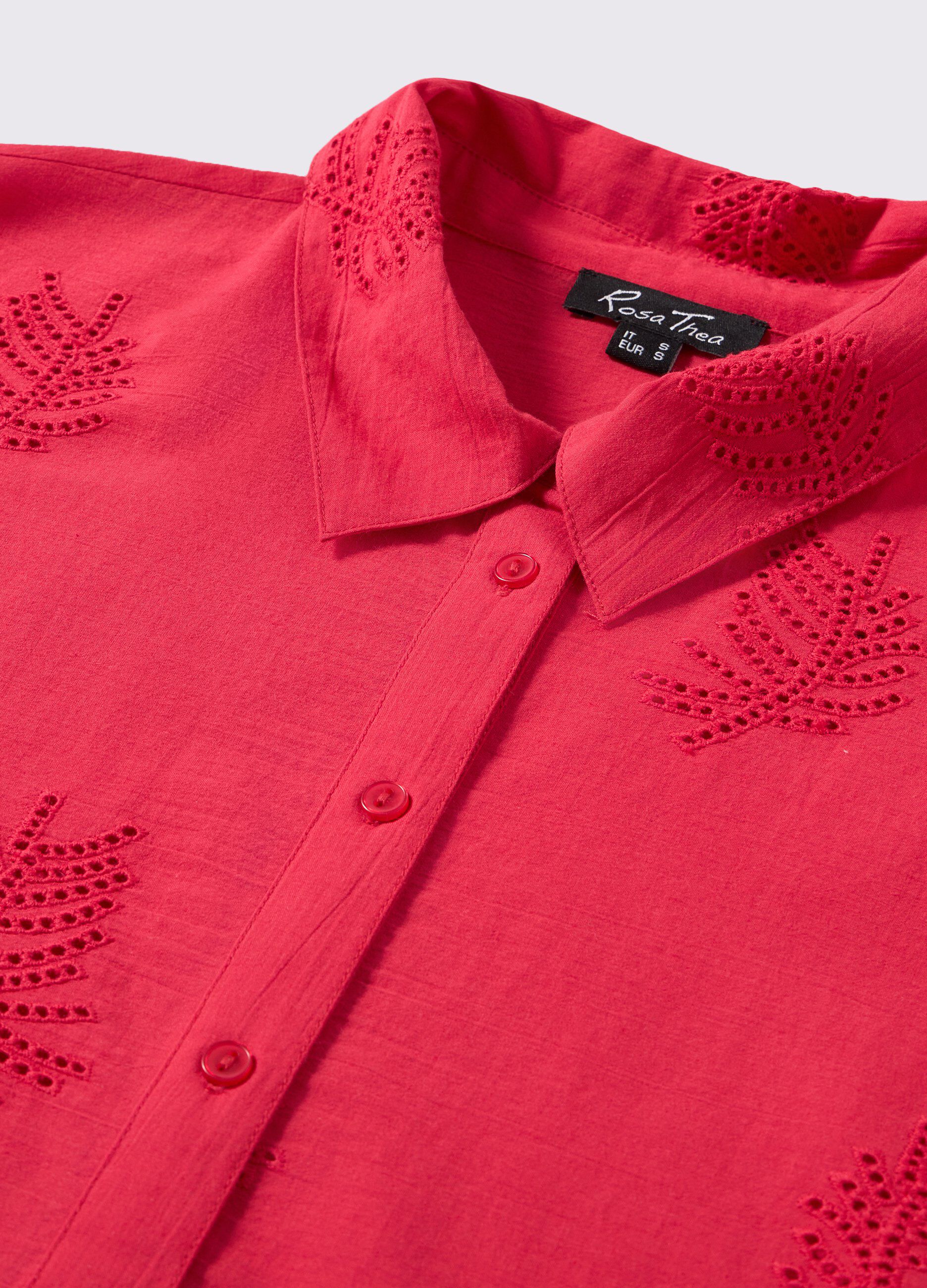 Camicia in puro cotone con ricami donna curvy_1